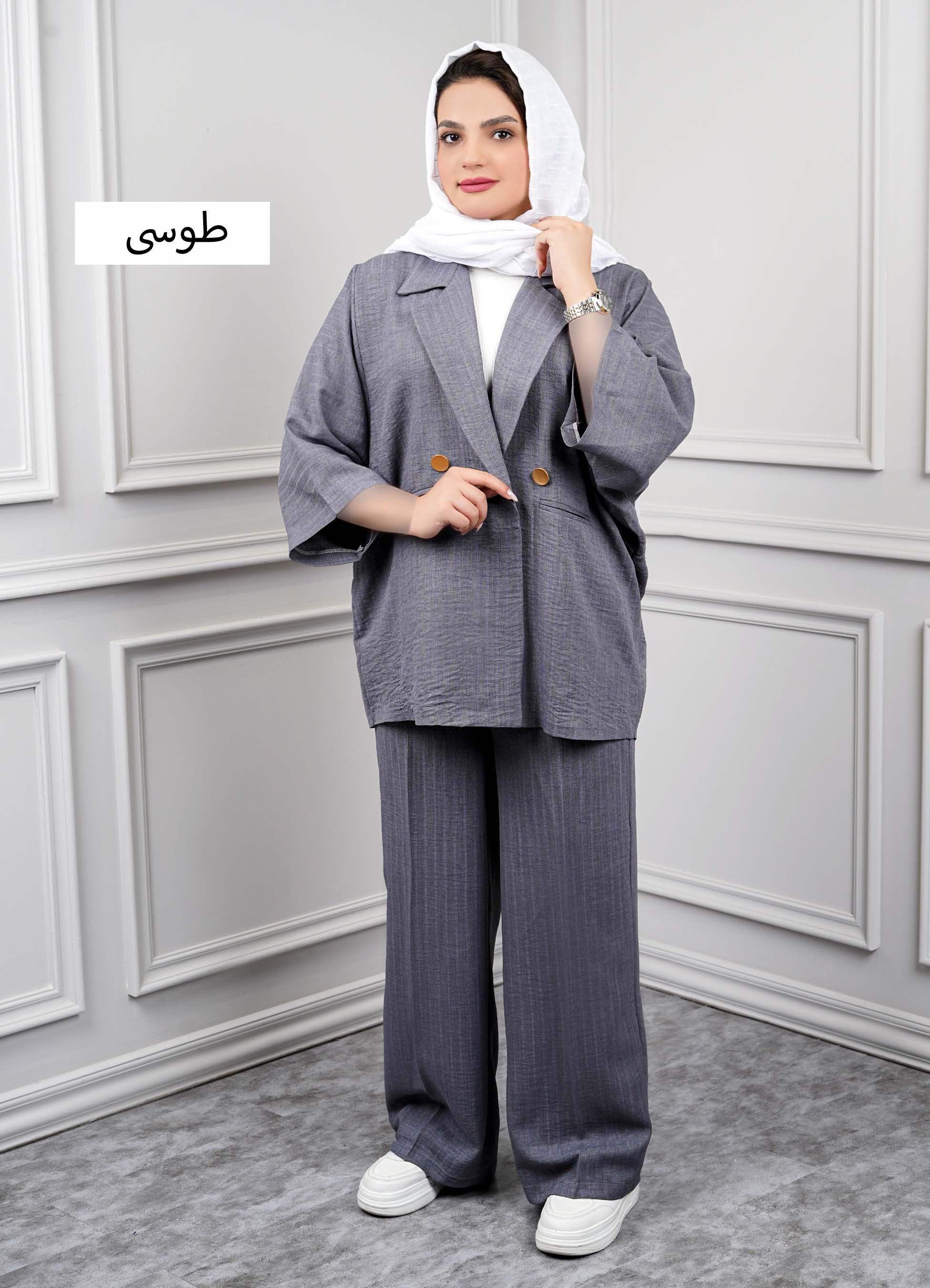 کت و شلوار همتا کد 5293  - رنگ : طوسی