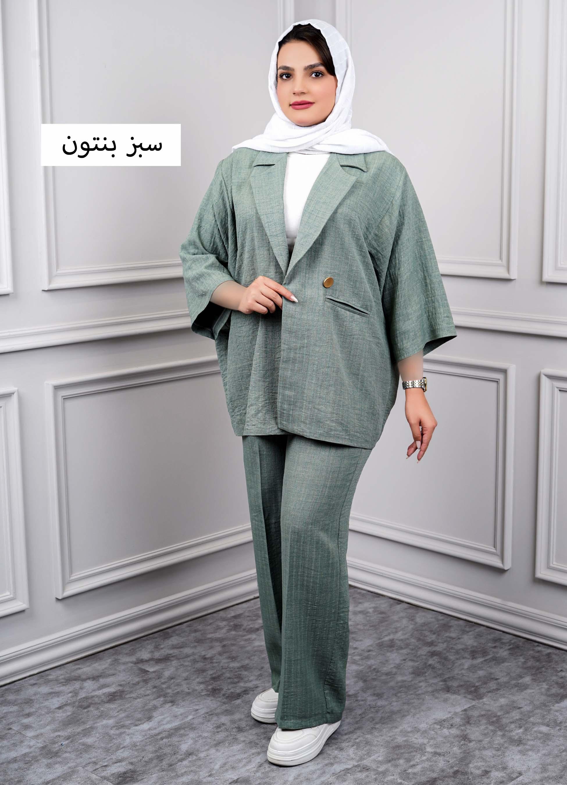 کت و شلوار همتا کد 5293  - رنگ : سبز بنتون