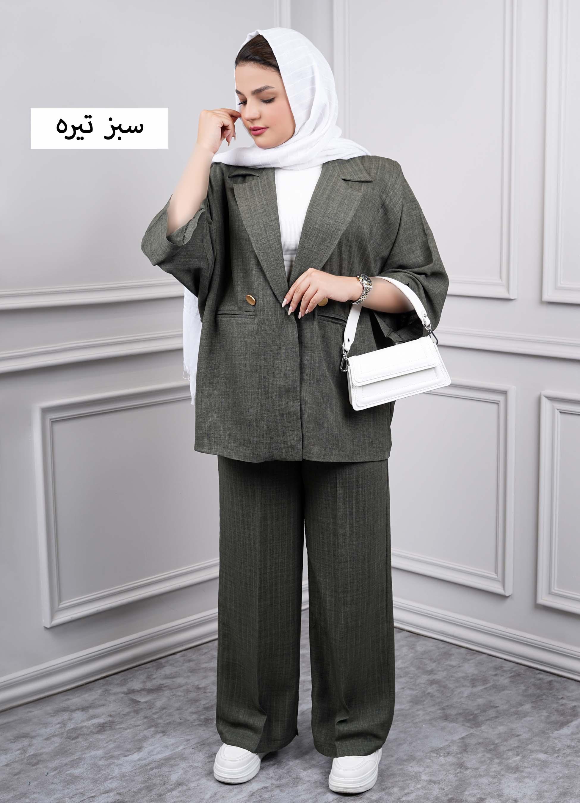 کت و شلوار همتا کد 5293  - رنگ : سبز تیره