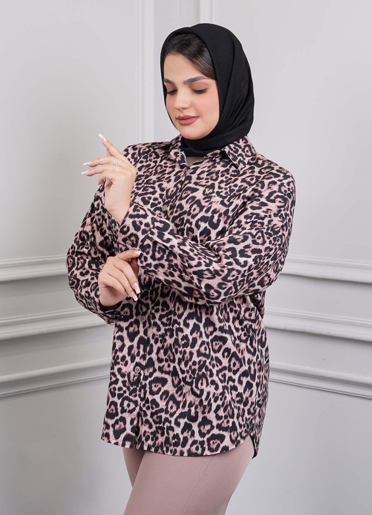 شومیز پلنگی(یقه مردانه) کد 5049