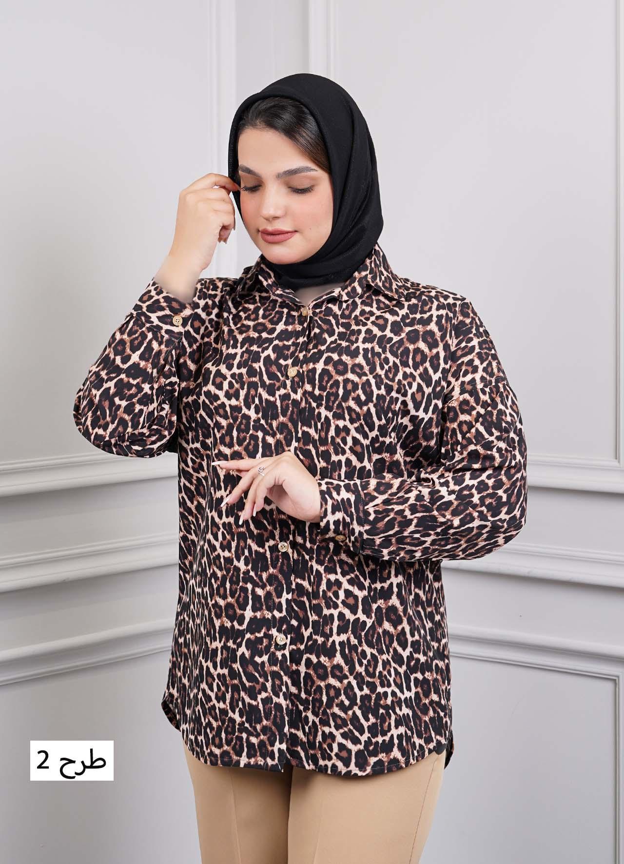 شومیز پلنگی(یقه مردانه) کد 5049 - طرح : 2