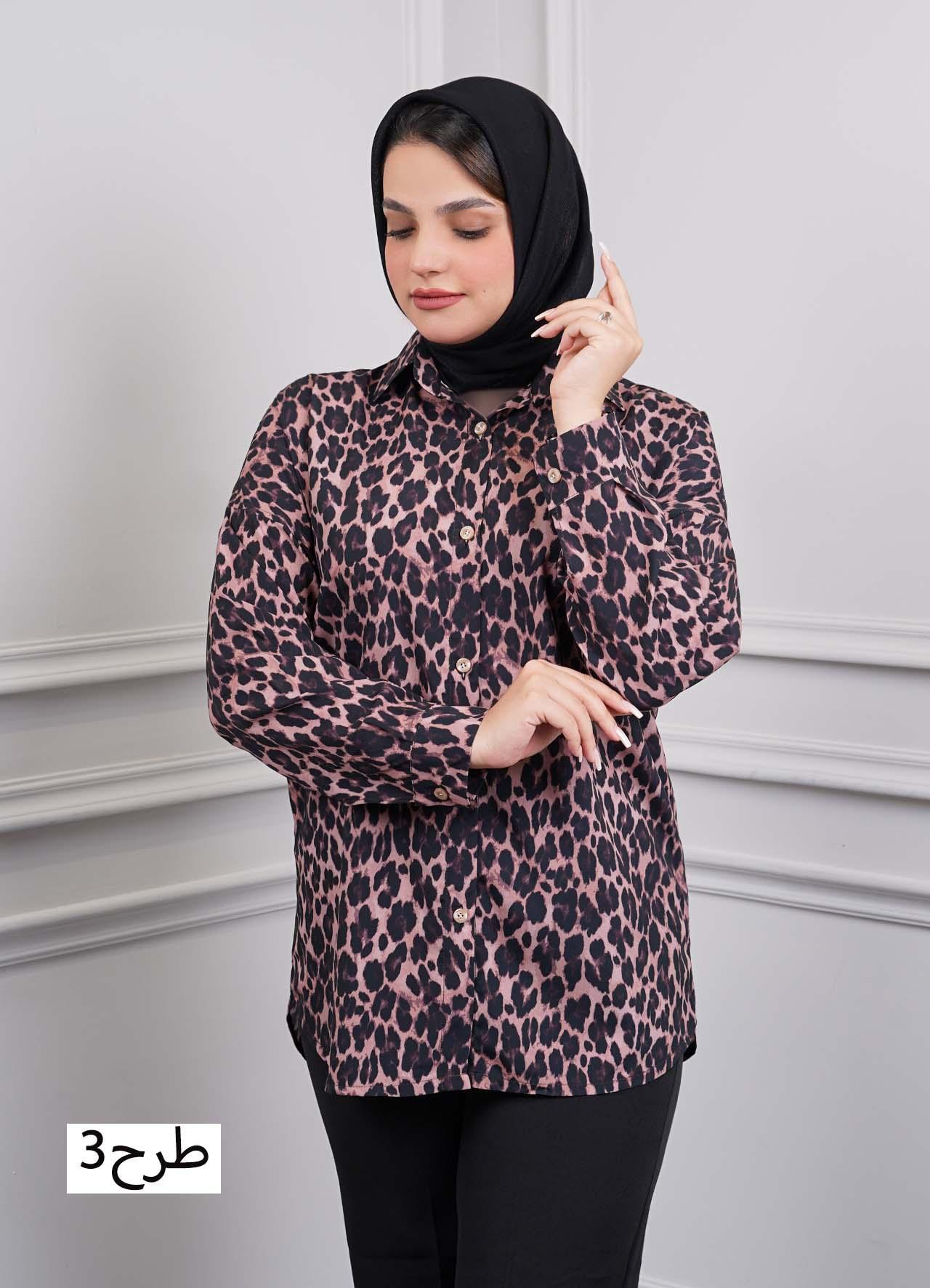 شومیز پلنگی(یقه مردانه) کد 5049 - طرح : 3