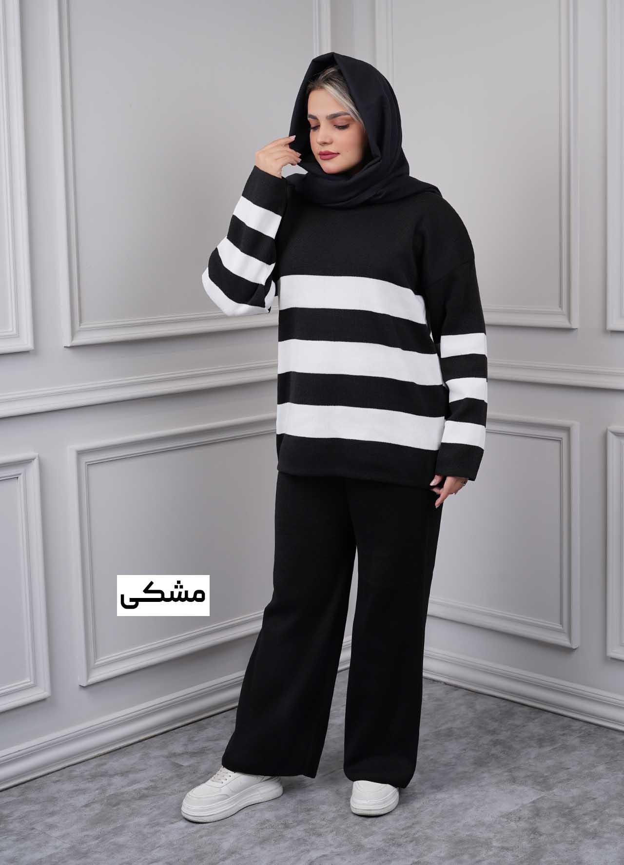 بلوز شلوار بافت - 2139 - رنگ : مشکی