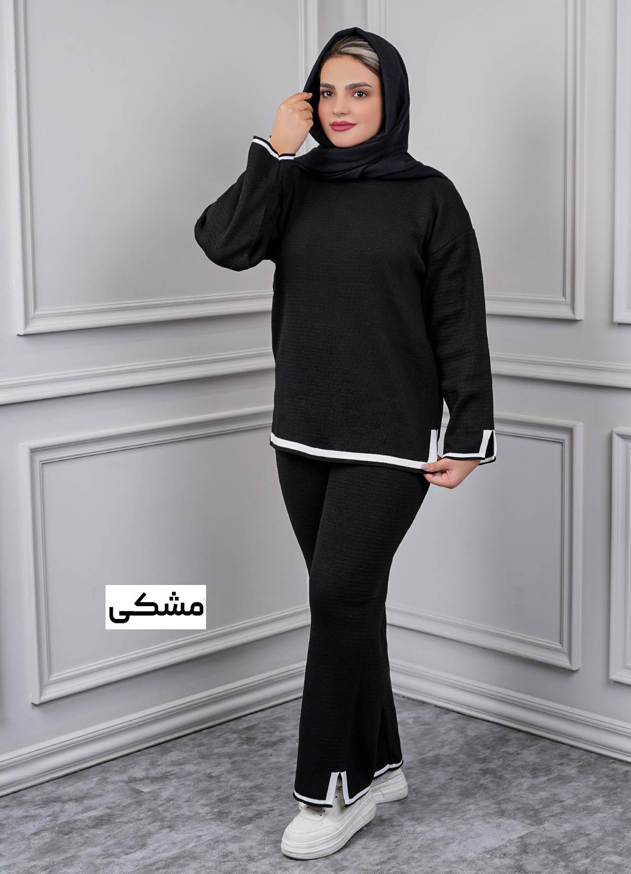 ست بافت بغل چاکدار - 2140 - رنگ : مشکی