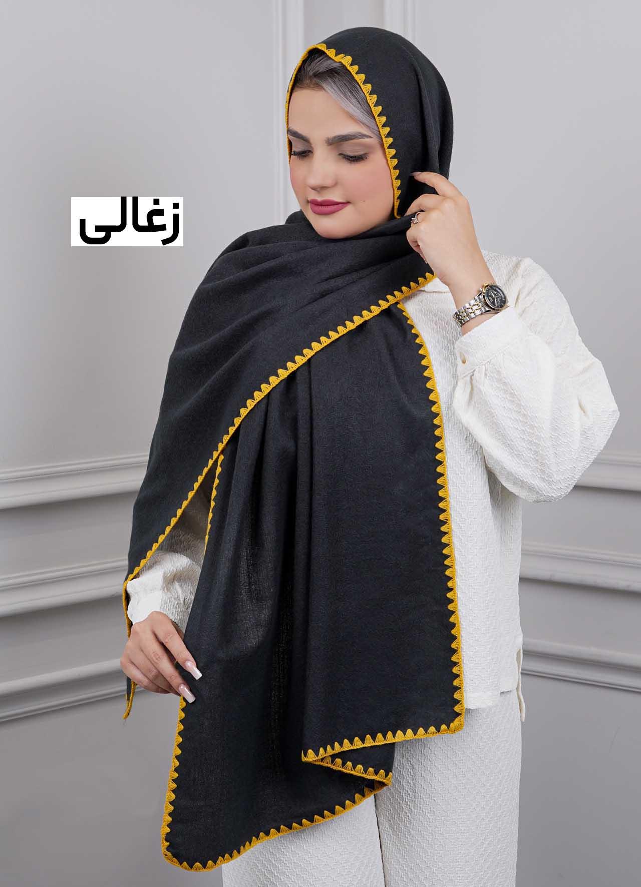 شال موهر دندان موشی کد 1010  - رنگ : زغالی