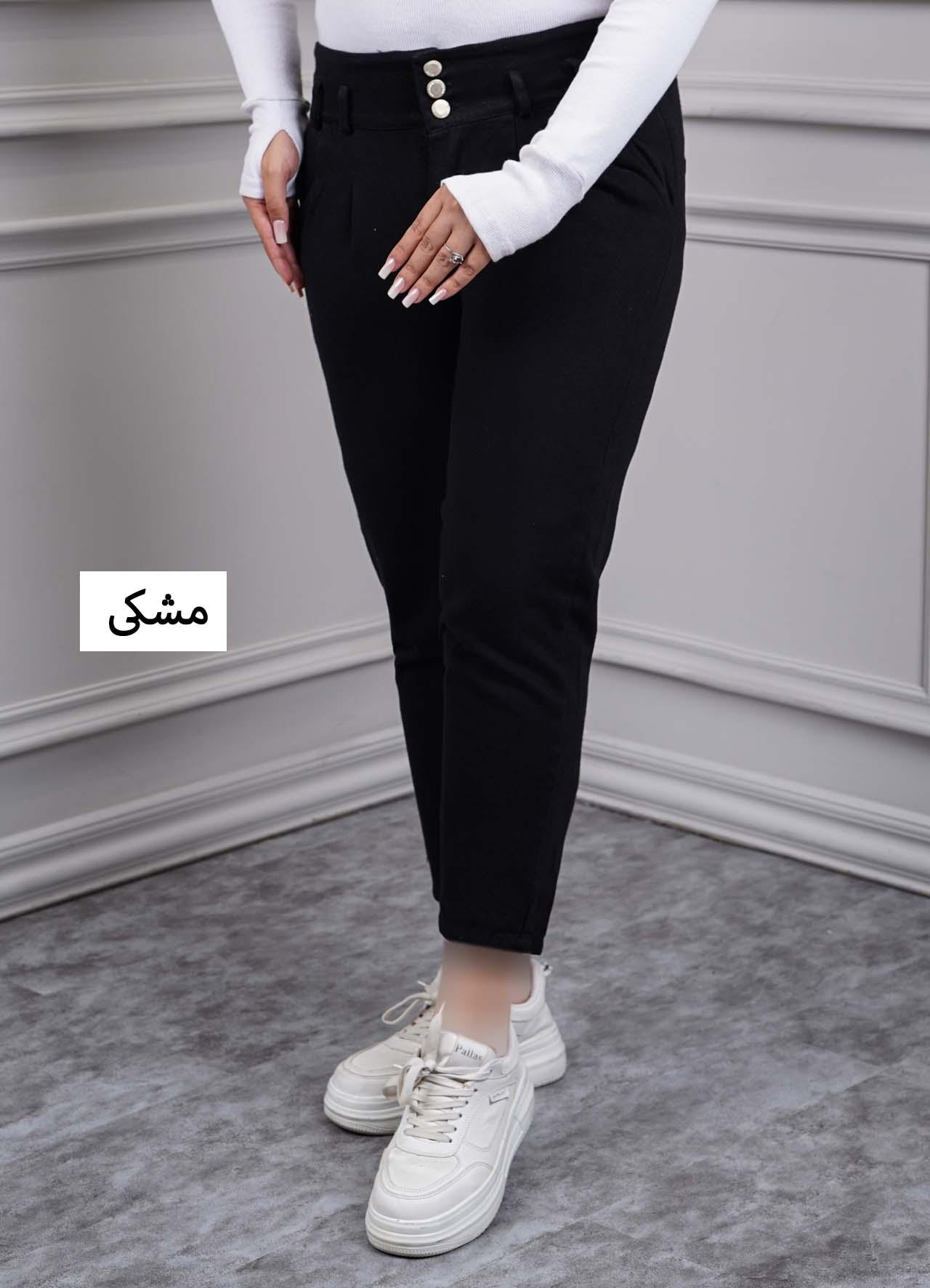 شلوار مام کتان روما کد 2032 - رنگ : مشکی   سایز : 30