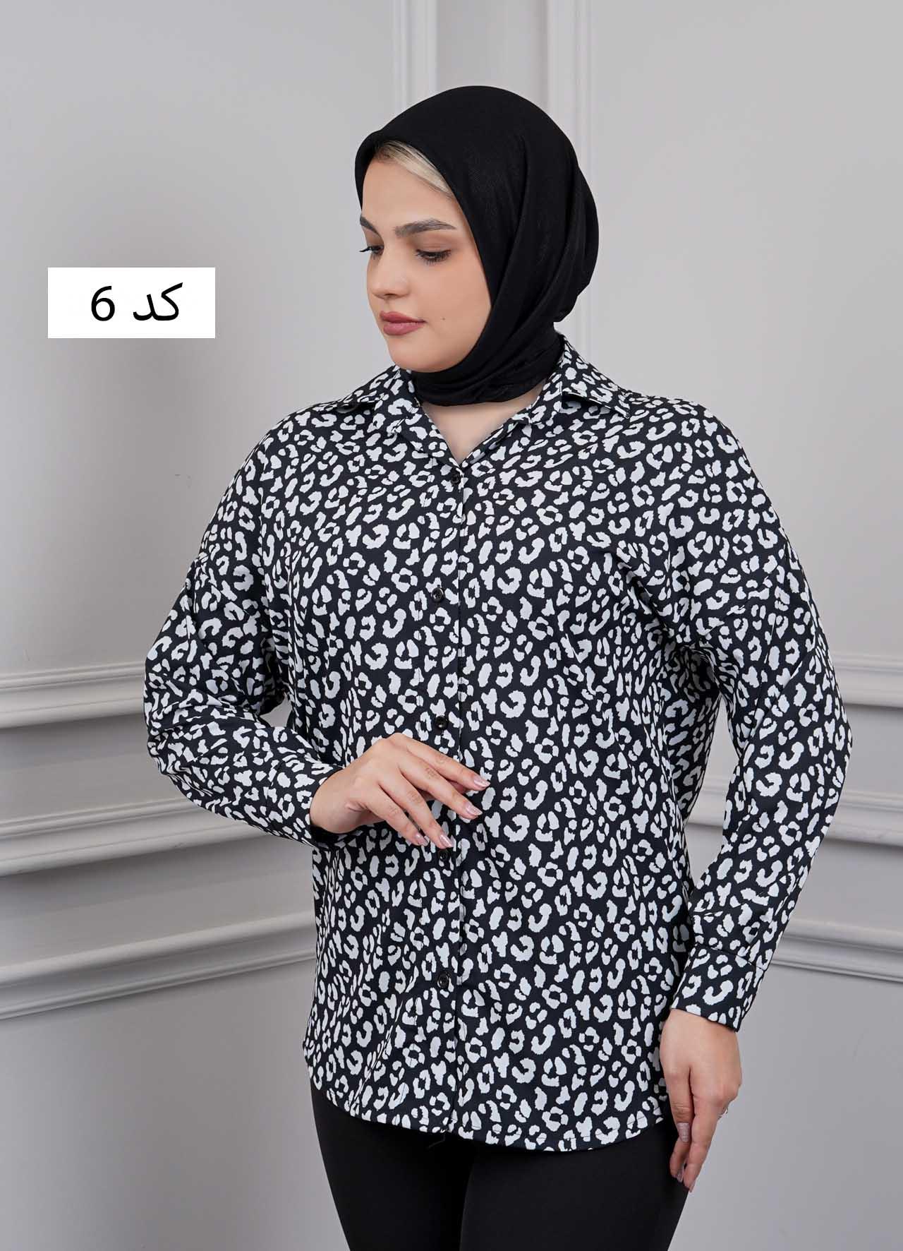 شومیز پلنگی(یقه مردانه) کد 5049 - طرح : 6