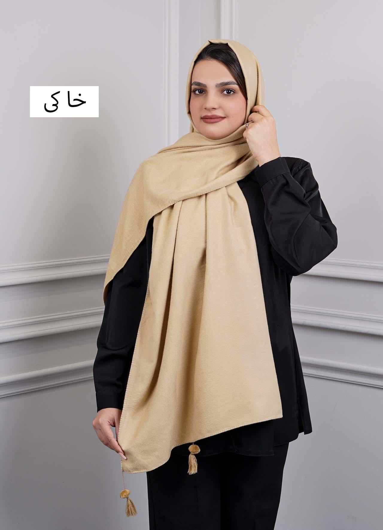 شال موهر ساده کد 1010 - رنگ : خاکی