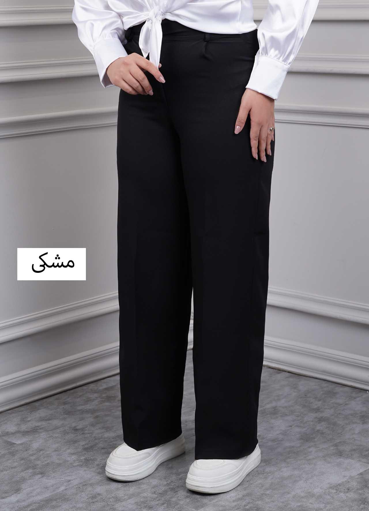 شلوار بگ پیلی دار  کد 303128 - رنگ : مشکی   سایز : 1