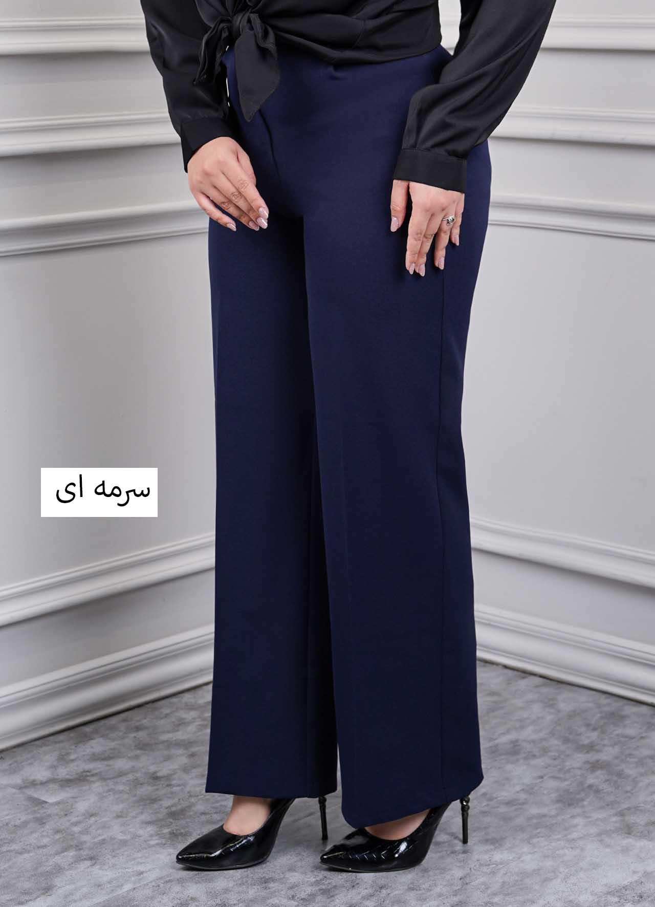 شلوار بگ پیلی دار  کد 303128 - رنگ : سرمه ای  سایز : 1