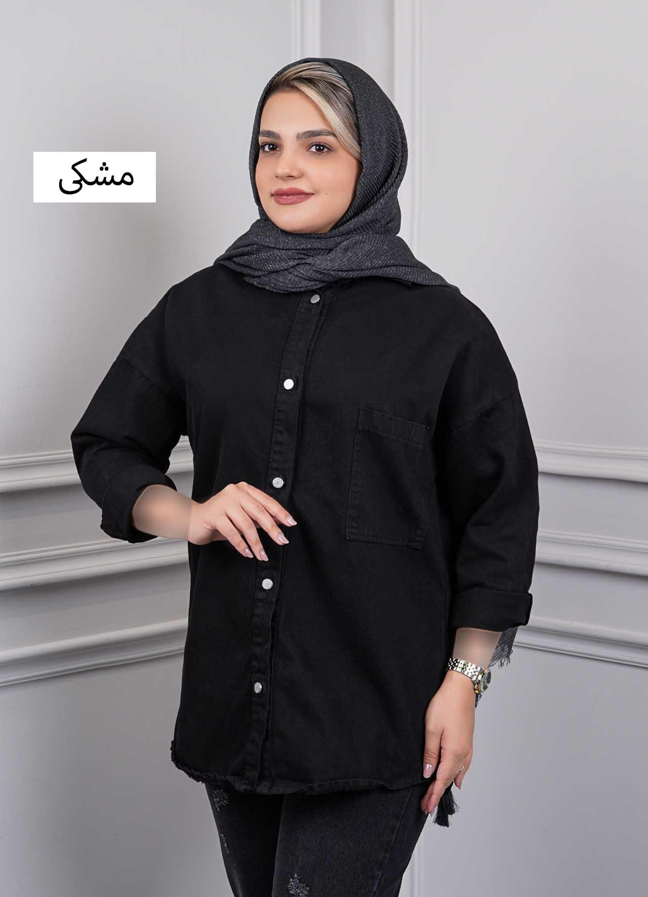 شومیز کتان  202716 - رنگ : مشکی   سایز : free