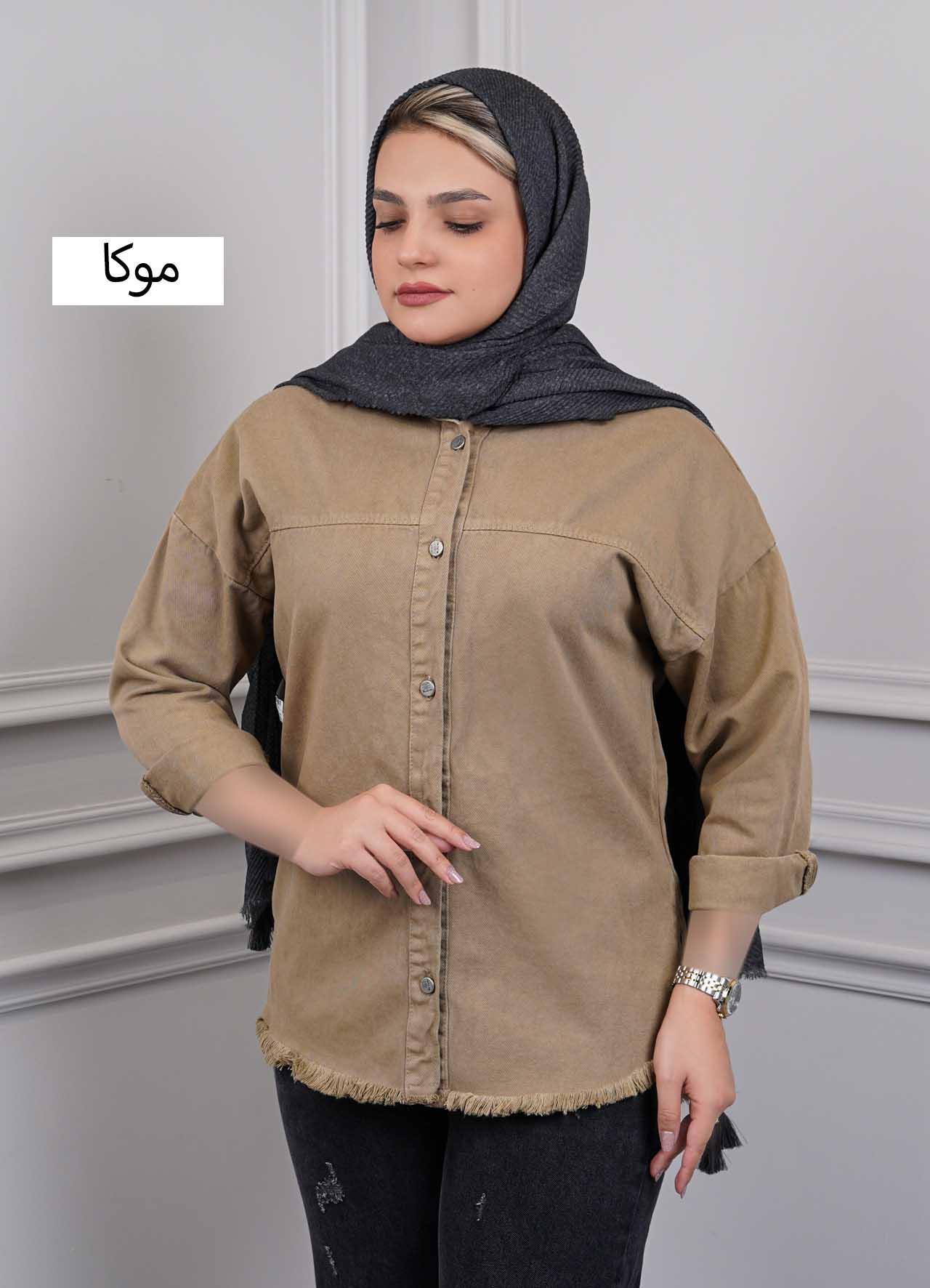 شومیز کتان  202716 - رنگ : موکا  سایز : free
