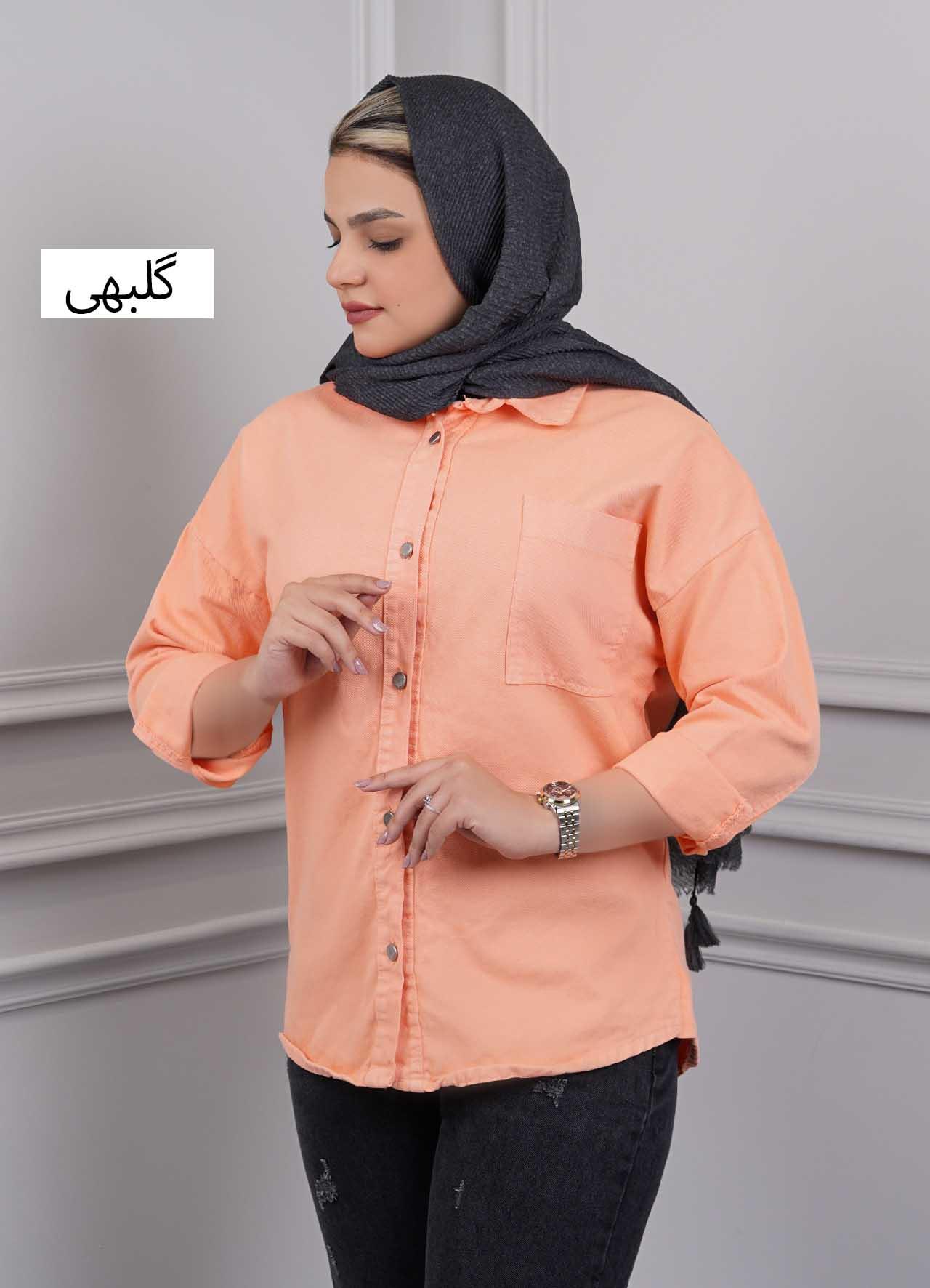شومیز کتان  202716 - رنگ : گلبهی  سایز : L
