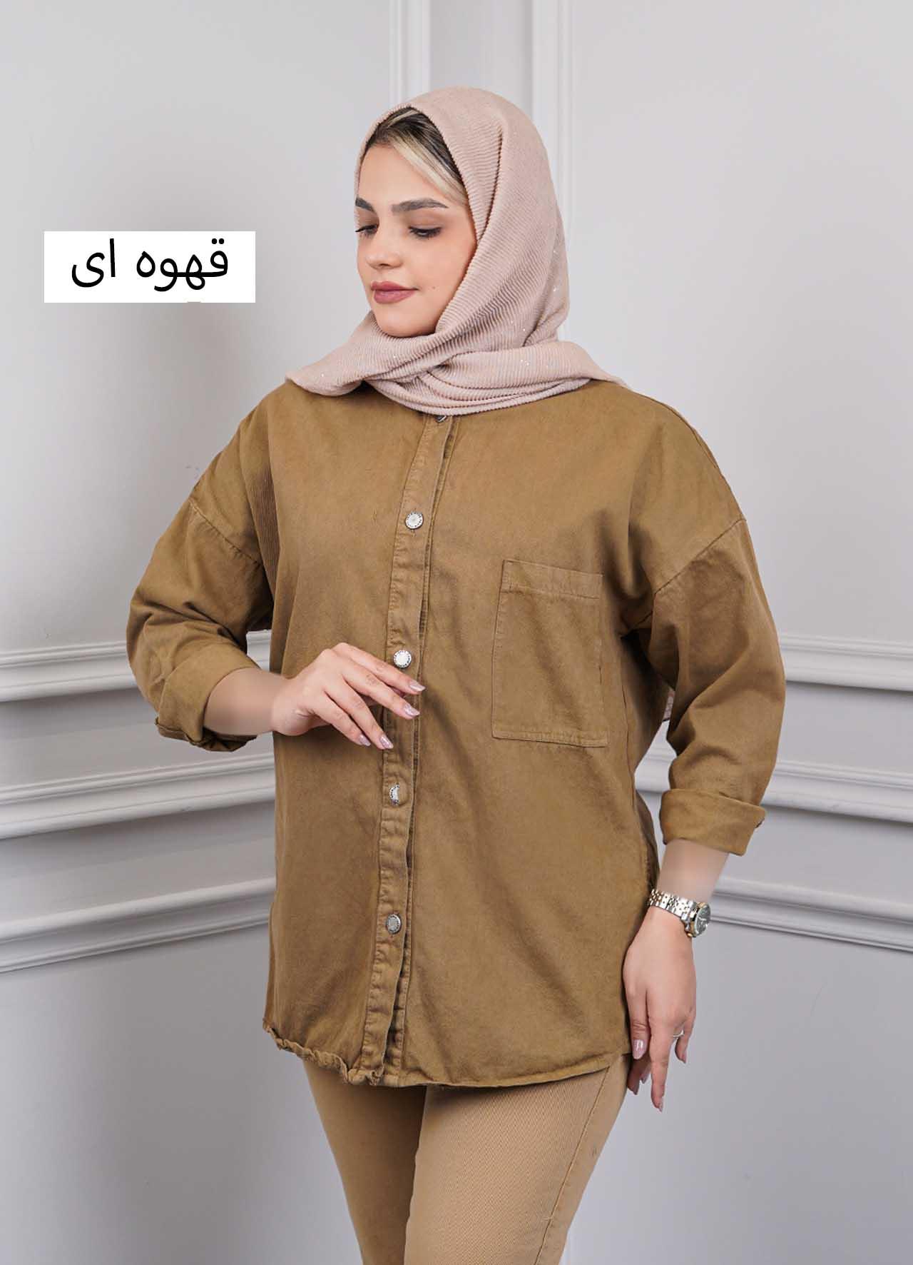 شومیز کتان  202716 - رنگ : قهوه ای  سایز : S