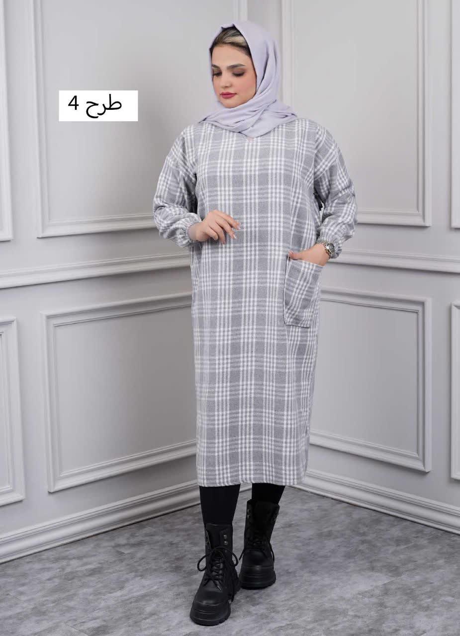 کفتان یقه کوبایی چهارخونه پشمی  3181 - طرح : 4