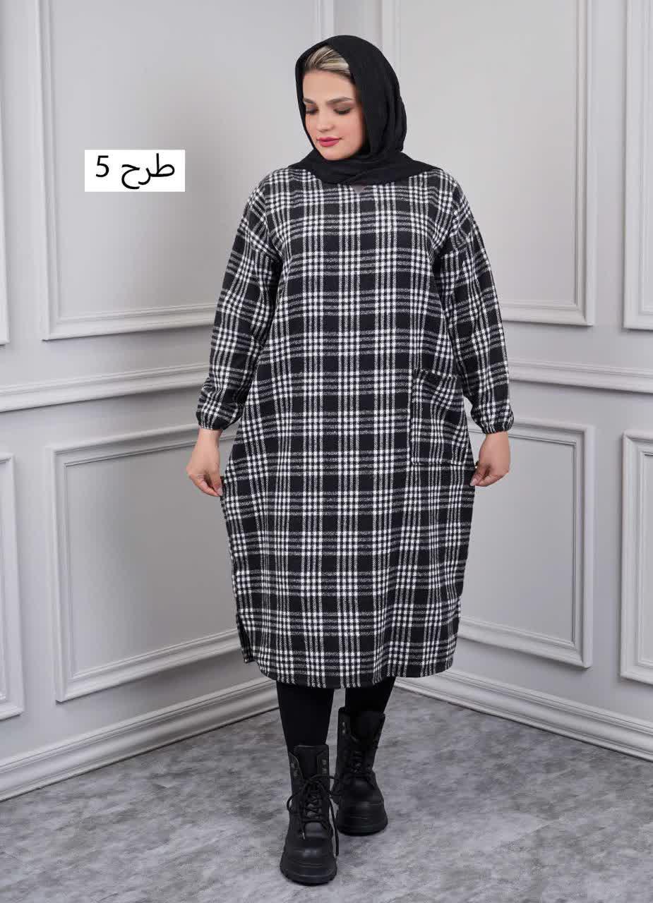 کفتان یقه کوبایی چهارخونه پشمی  3181 - طرح : 5