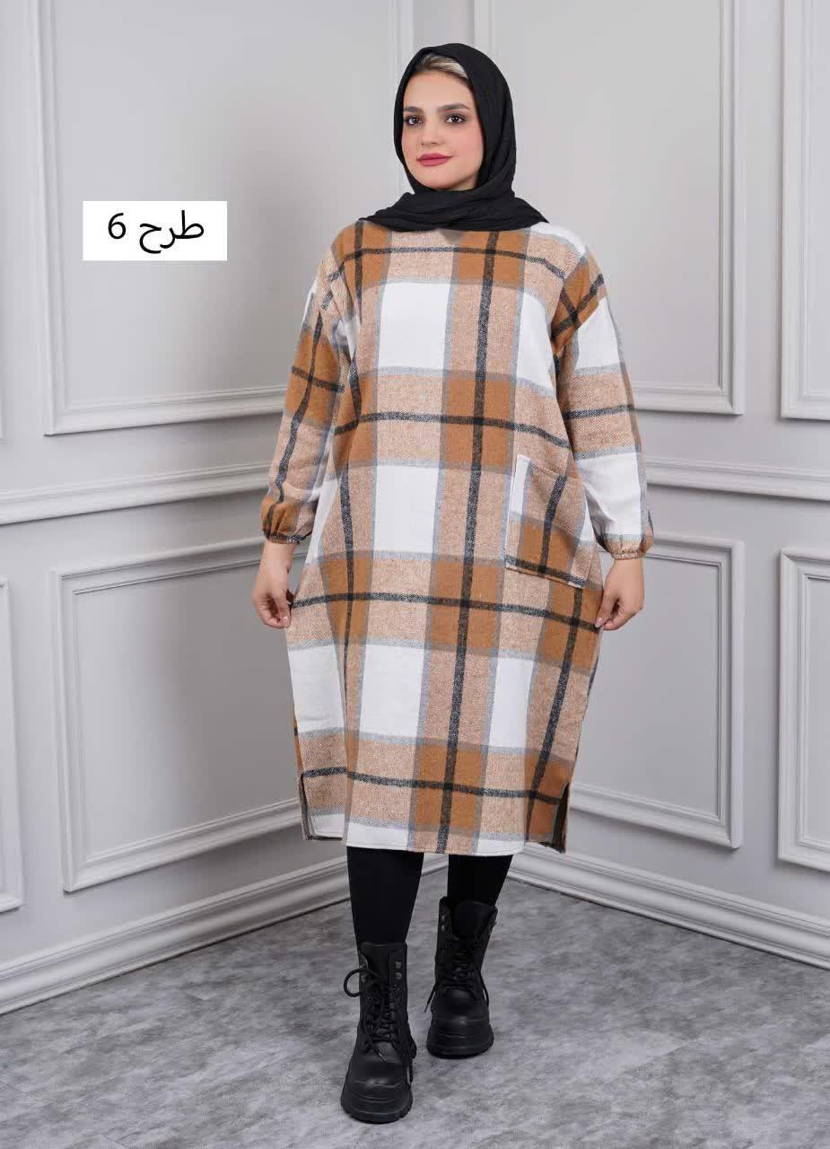 کفتان یقه کوبایی چهارخونه پشمی  3181 - طرح : 6