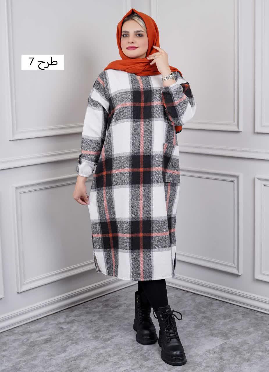 کفتان یقه کوبایی چهارخونه پشمی  3181 - طرح : 7