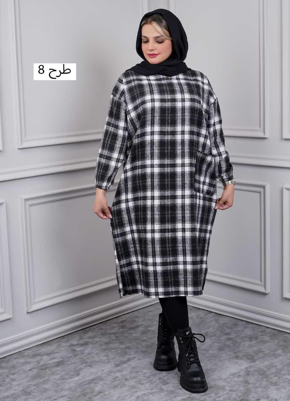 کفتان یقه کوبایی چهارخونه پشمی  3181 - طرح : 8