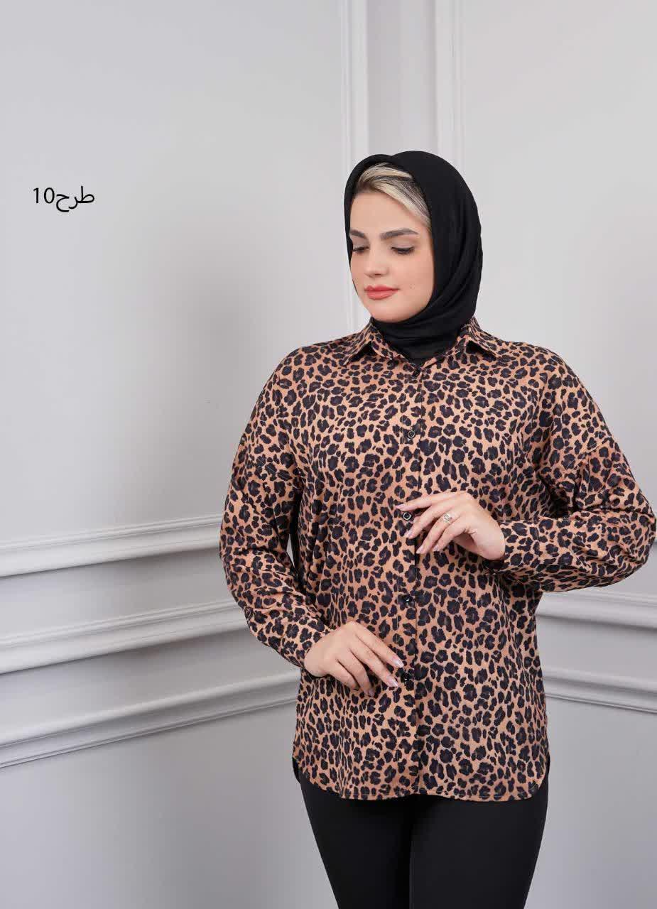 شومیز پلنگی(یقه مردانه) کد 5049 - طرح : 10