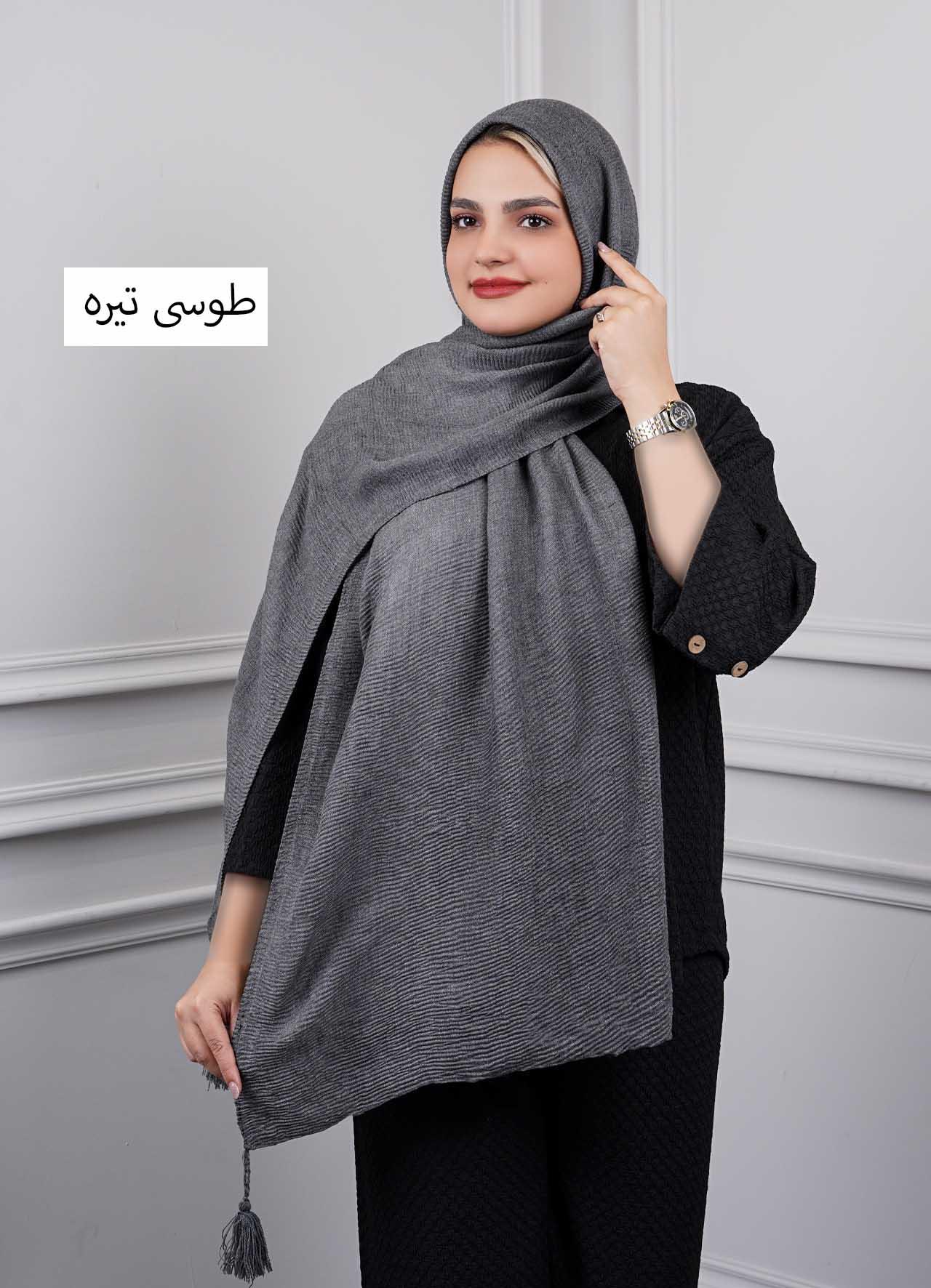 شال پاییزه - 4562 - رنگ : طوسی تیره