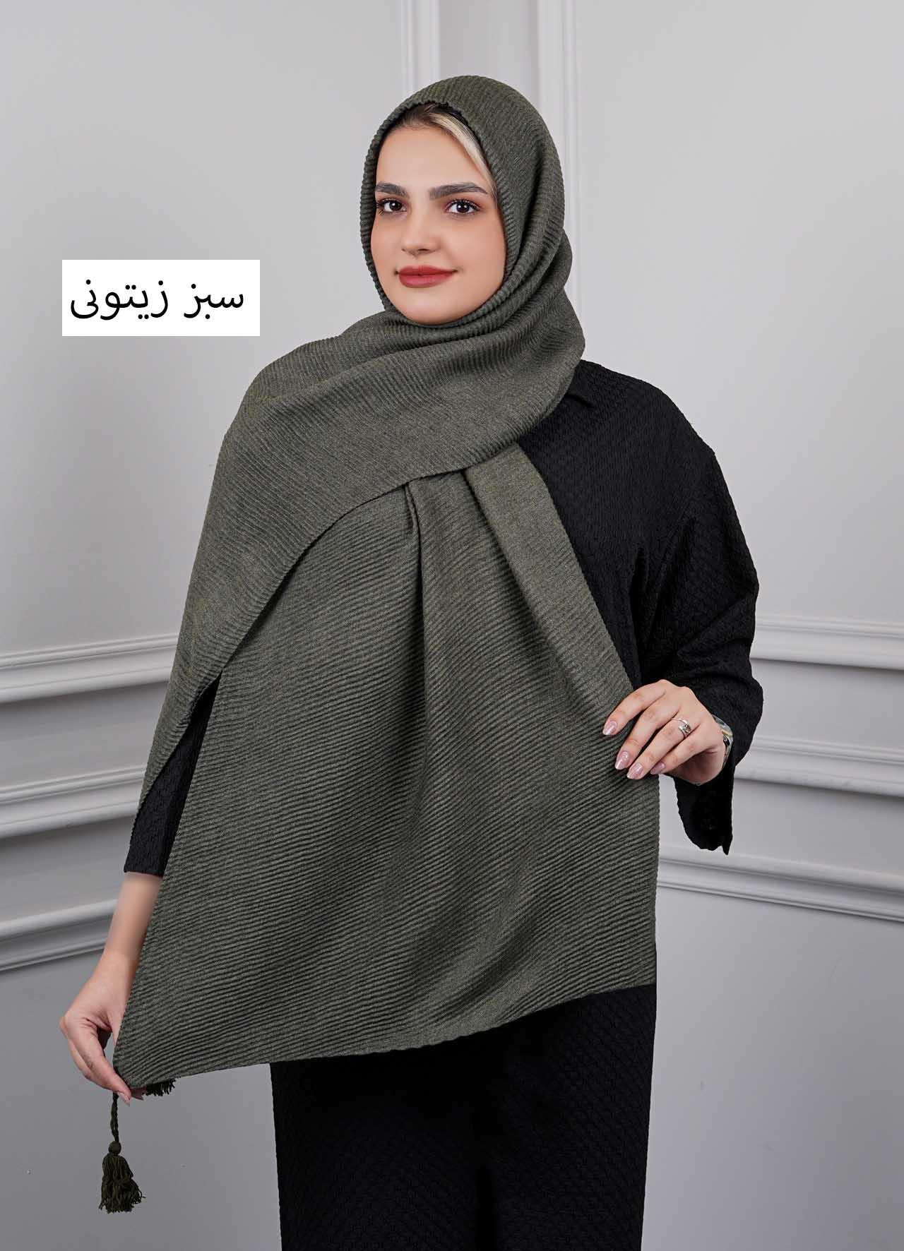 شال پاییزه - 4562 - رنگ : سبز زیتونی