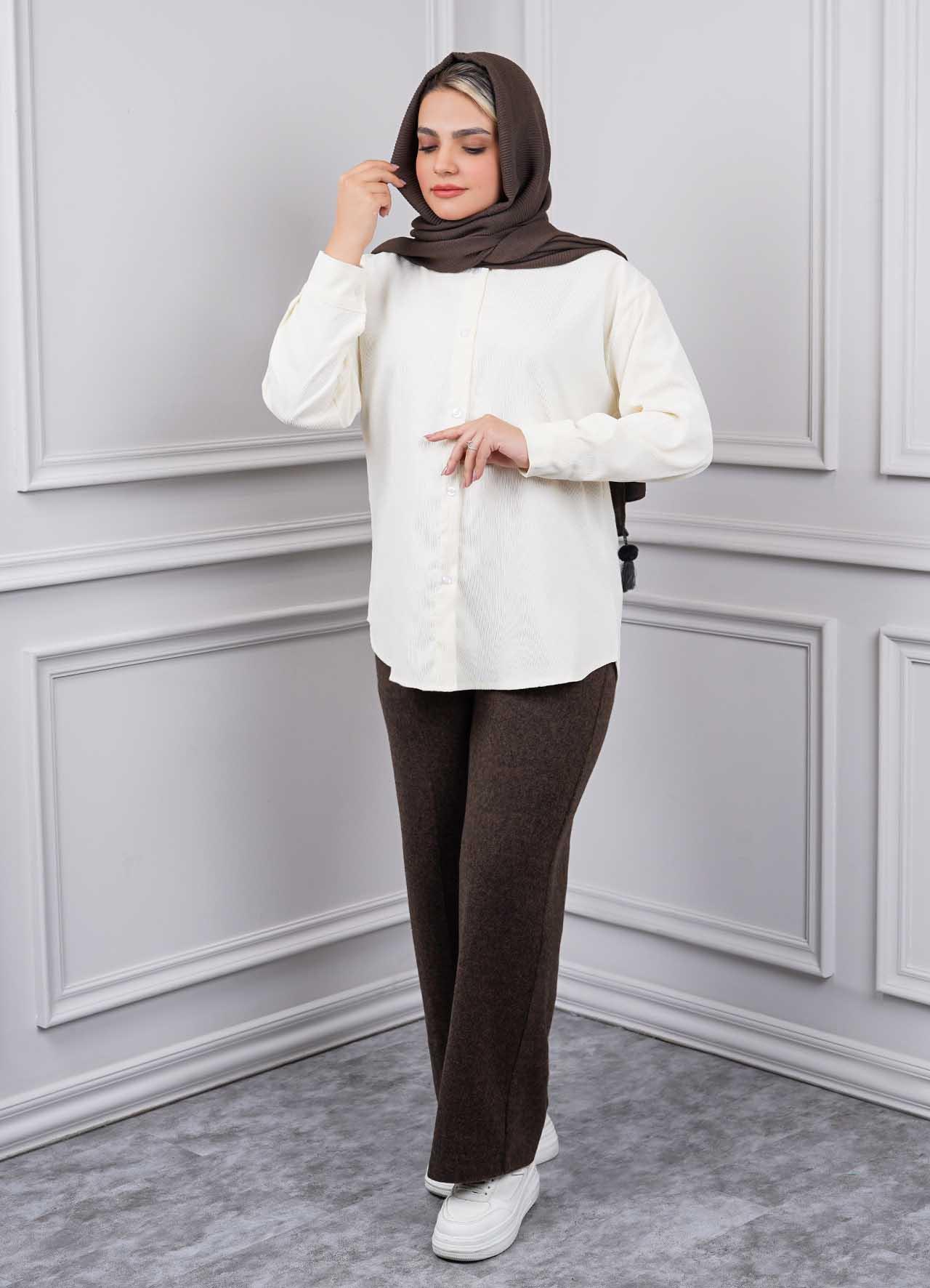 شومیز کبریتی ساده  3291 - رنگ : شیری