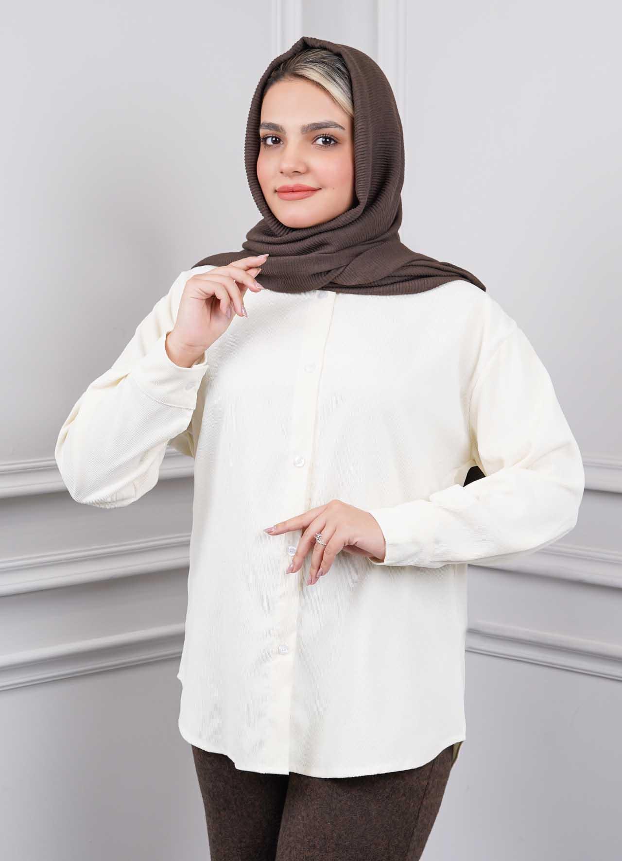 شومیز کبریتی ساده  3291 - رنگ : شیری