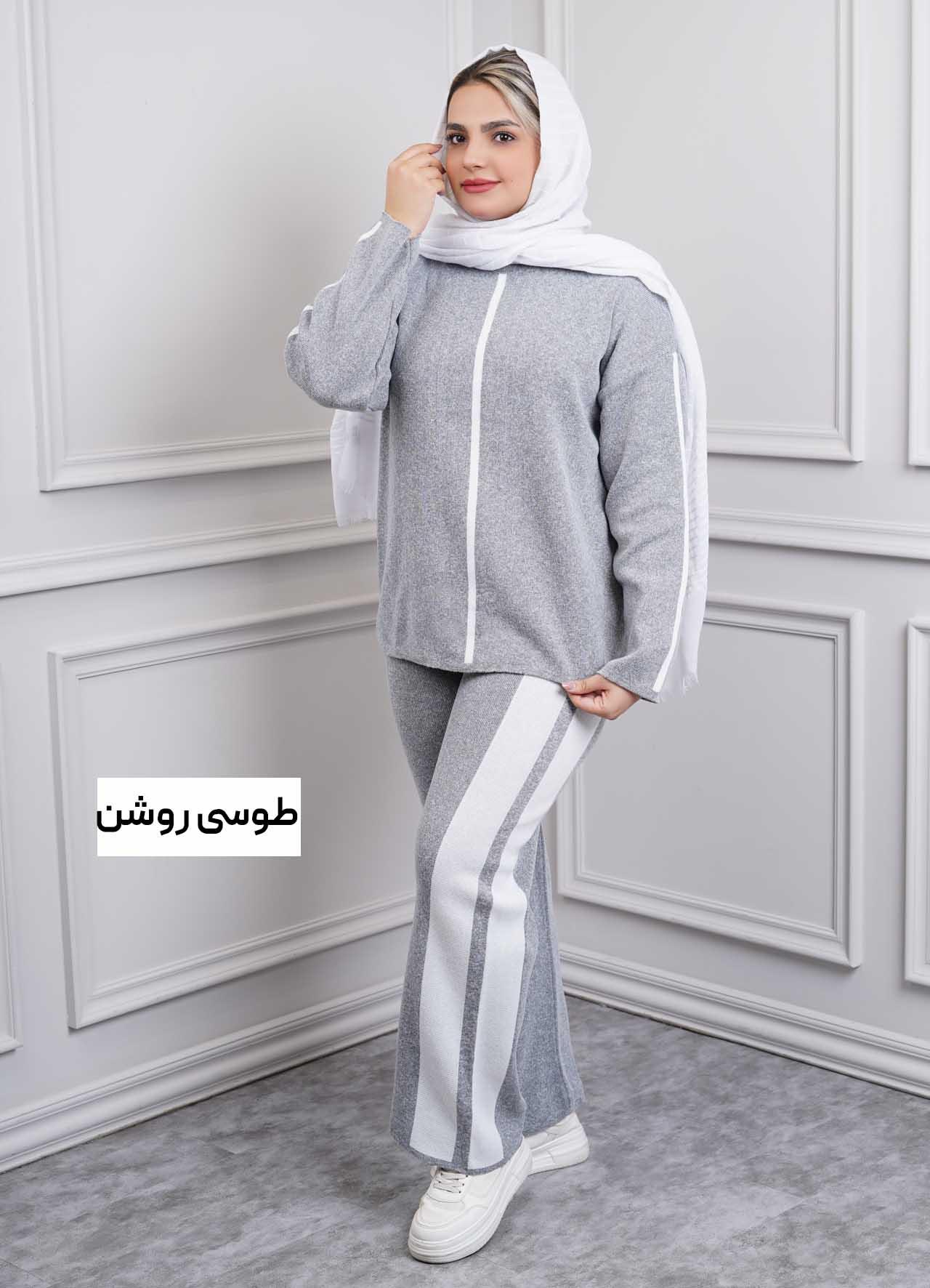ست بافت تک خط  1065 - رنگ : طوسی روشن