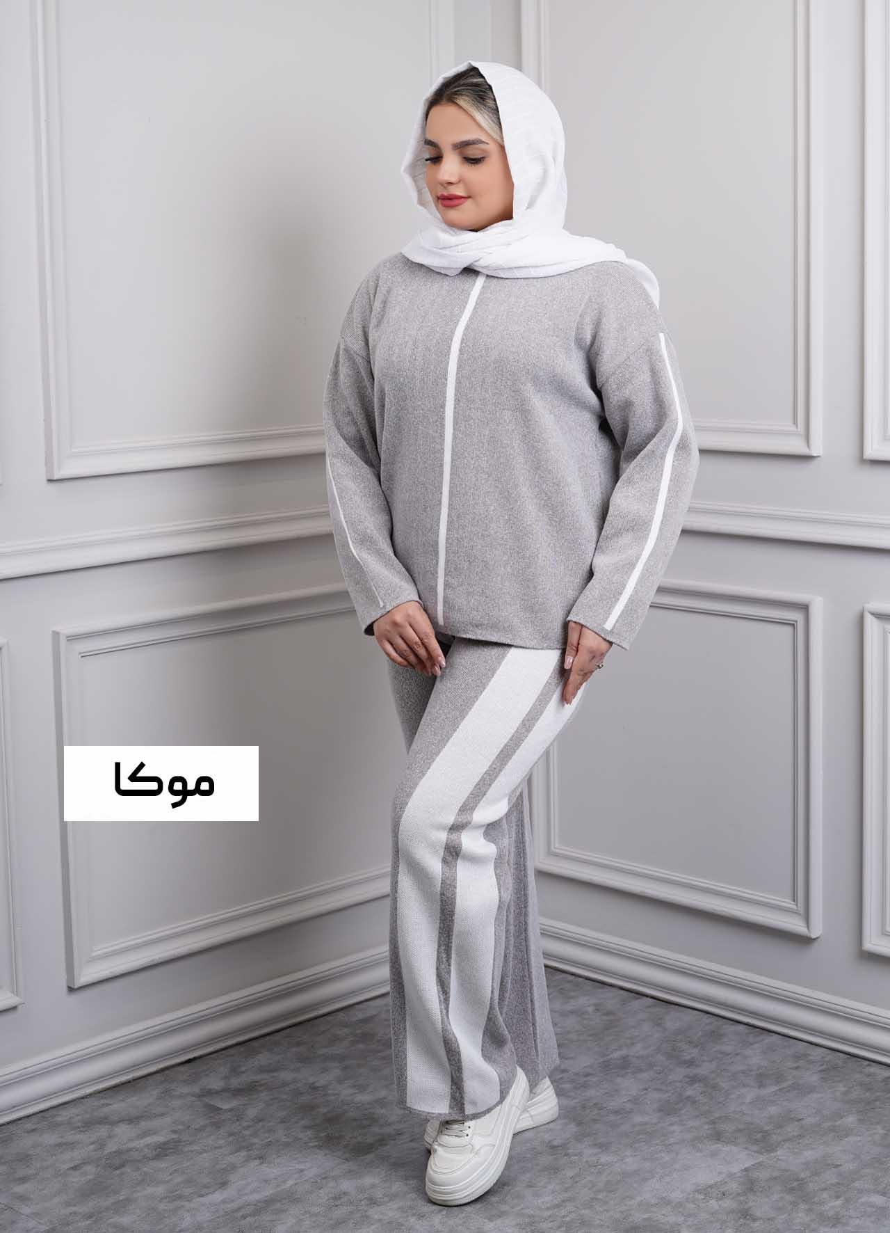 ست بافت تک خط  1065 - رنگ : موکا