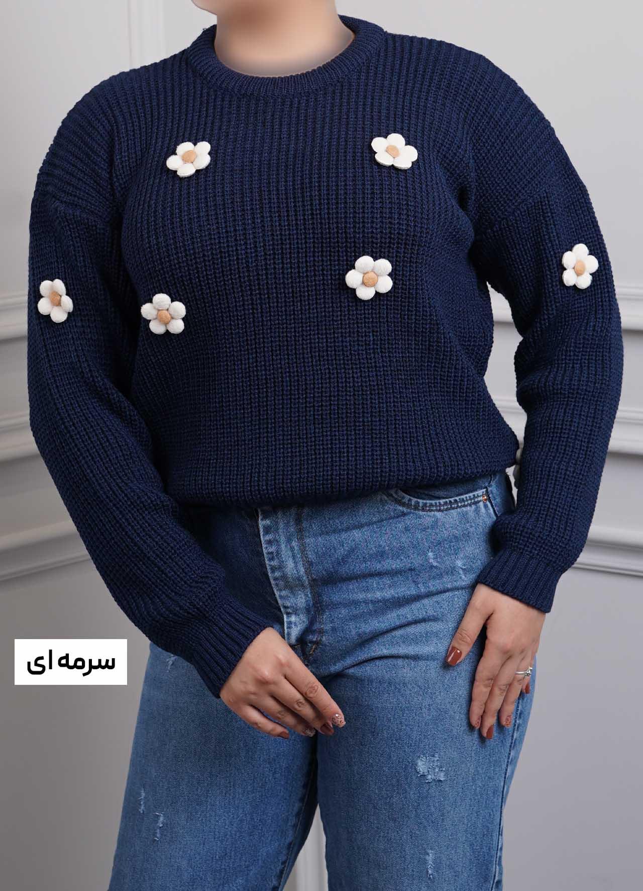 بلوز بافت گل بابونه  1423 - رنگ : سرمه ای