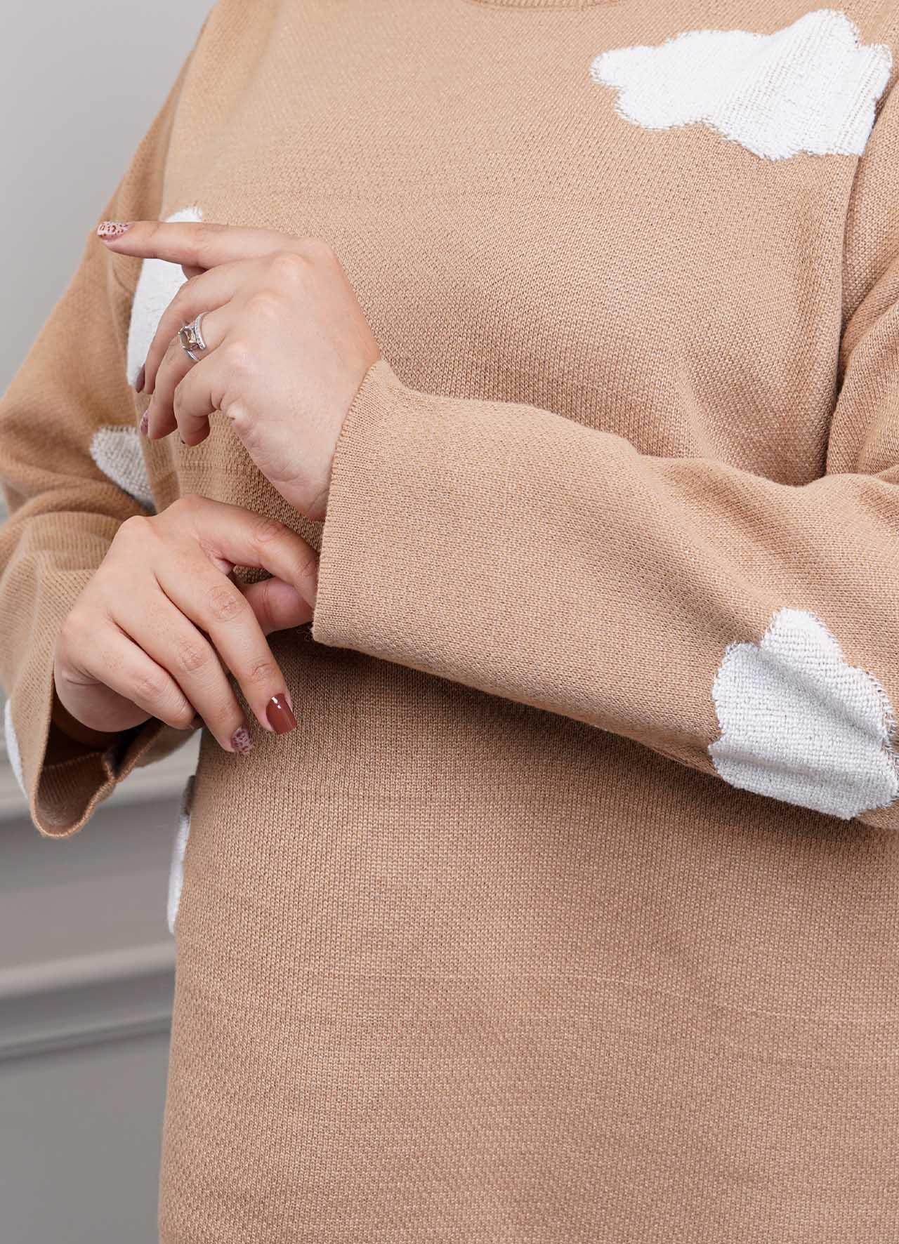 بلوز بافت ابری  6155 - رنگ : نسکافه ای