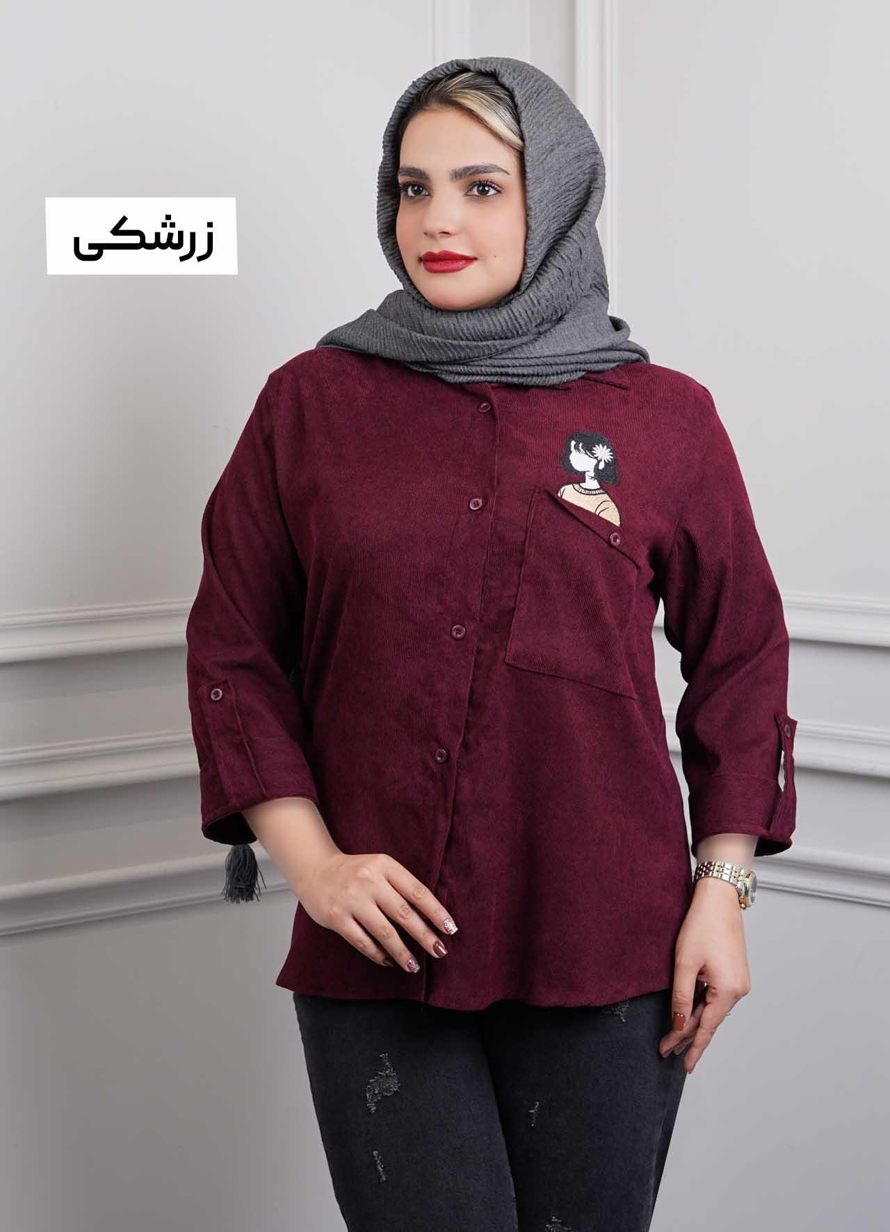 شومیز کبریتی گلدوزی  (طرح دختر) 3316 - رنگ : زرشکی