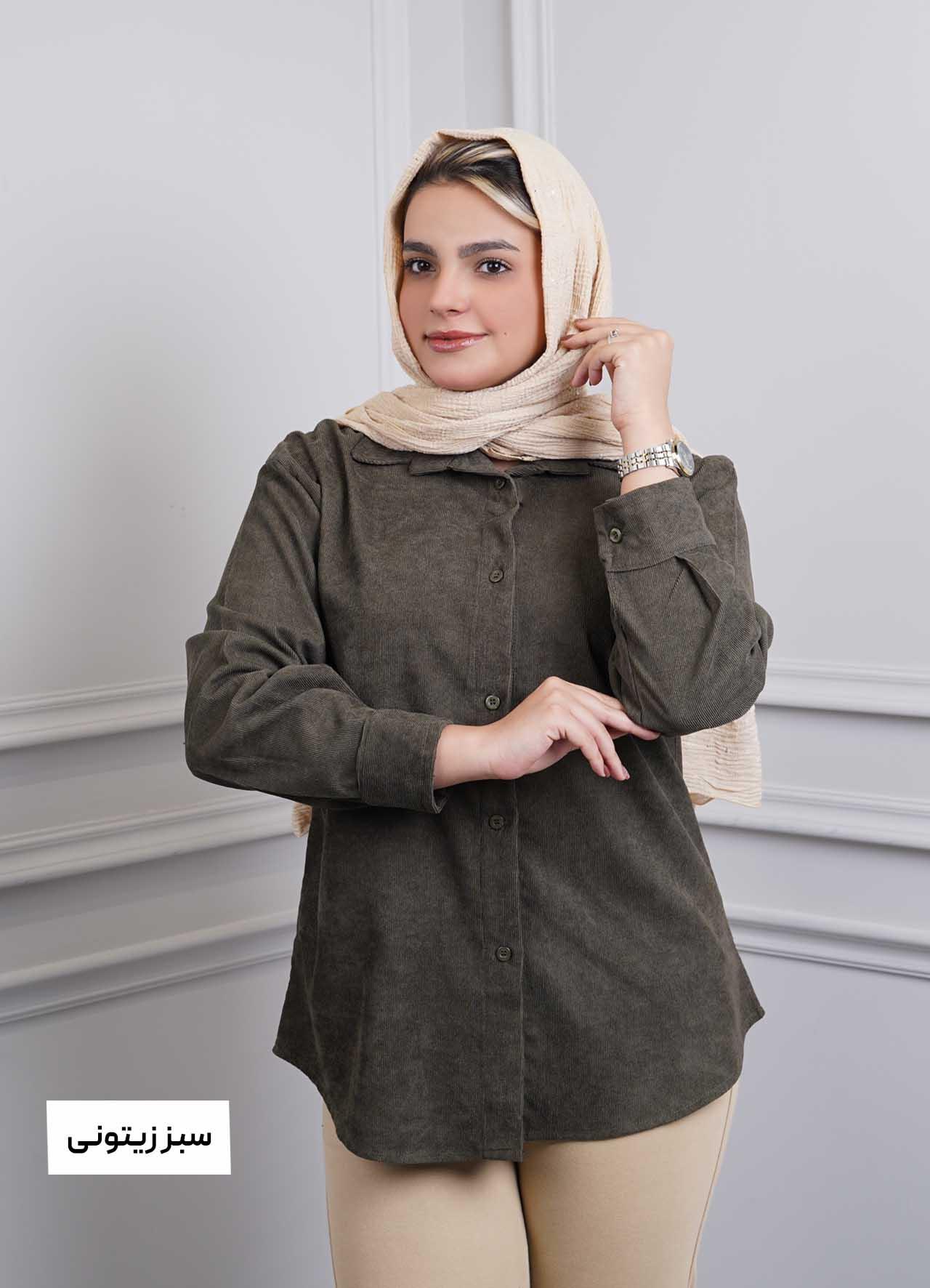 شومیز کبریتی  کد 3291 - رنگ : سبز زیتونی