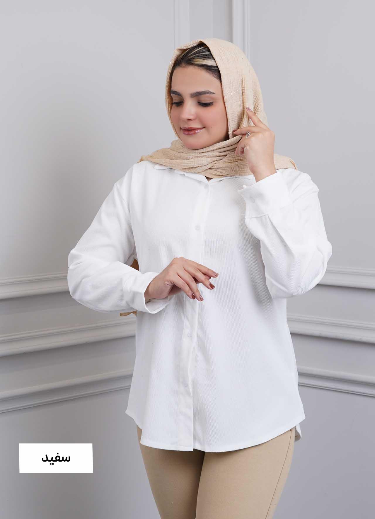 شومیز کبریتی  کد 3291 - رنگ : سفید