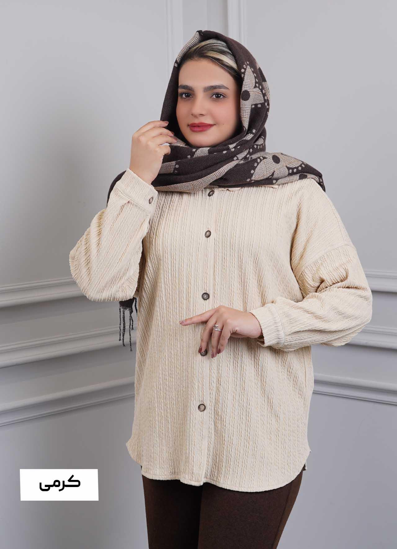 شومیز مراکشی 3خط  35301 - رنگ : کرمی