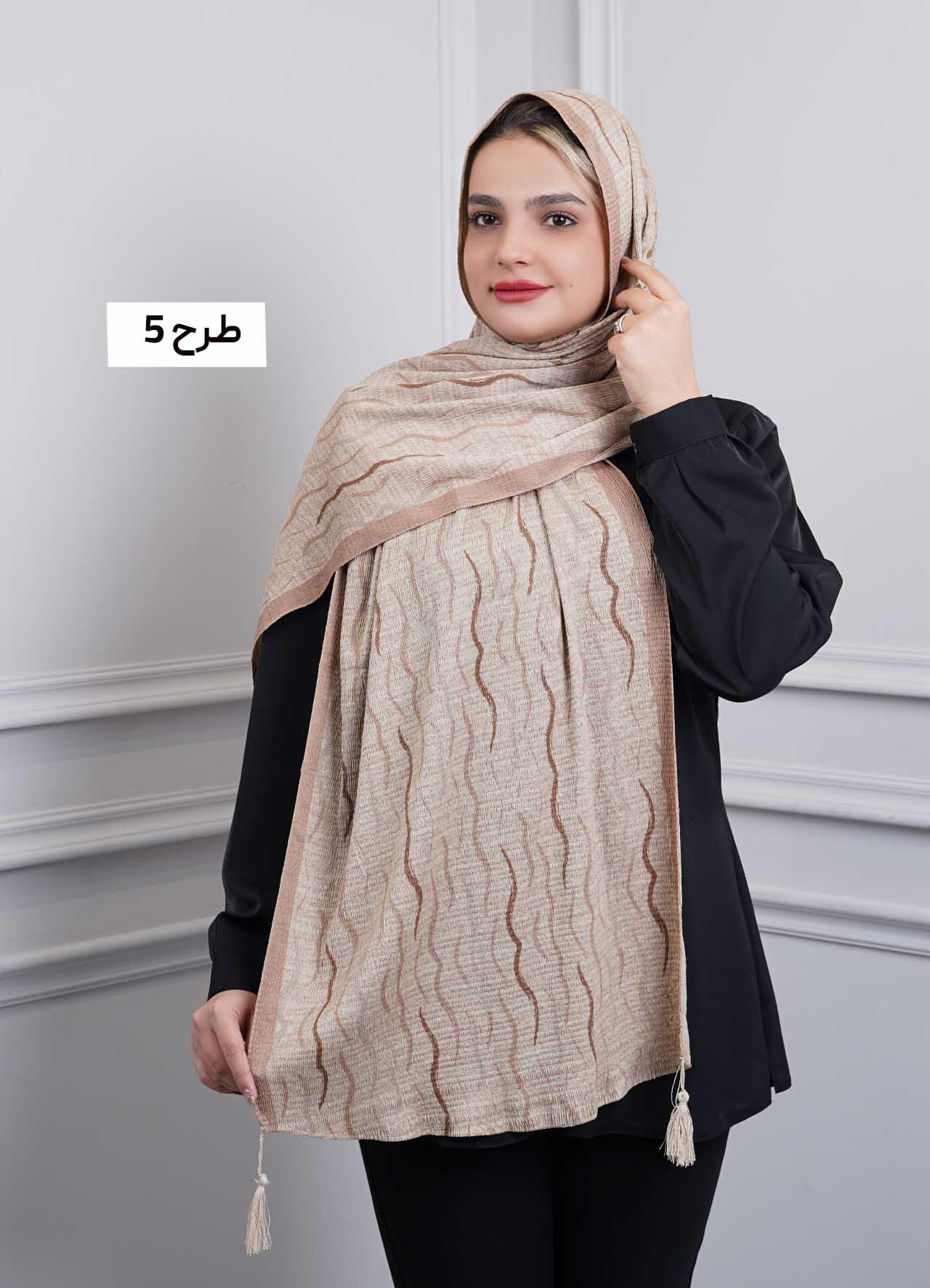 شال برشکا وارداتی (نسکافه ای) کد 1010 - طرح : 5
