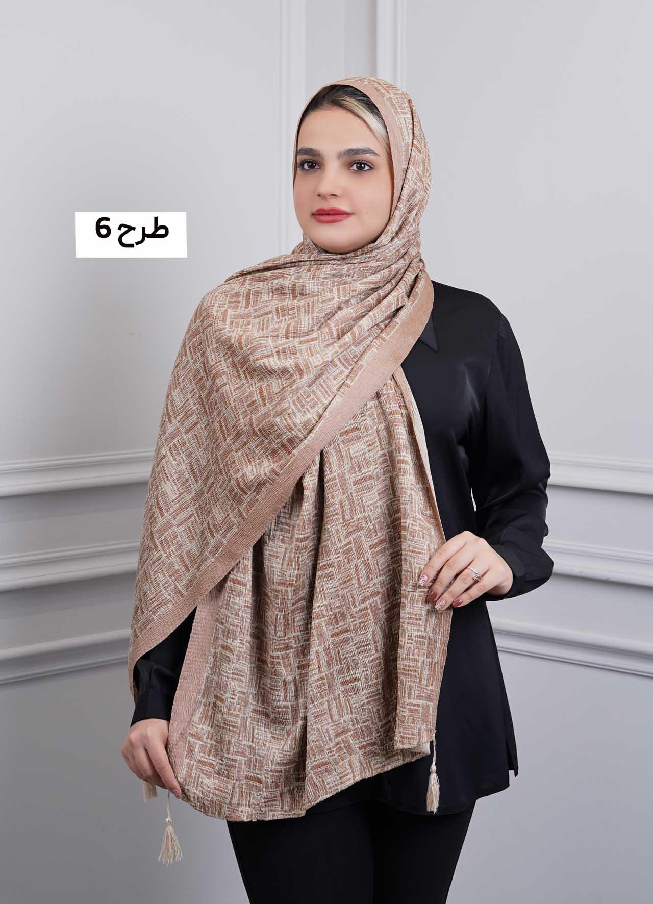 شال برشکا وارداتی (نسکافه ای) کد 1010 - طرح : 6