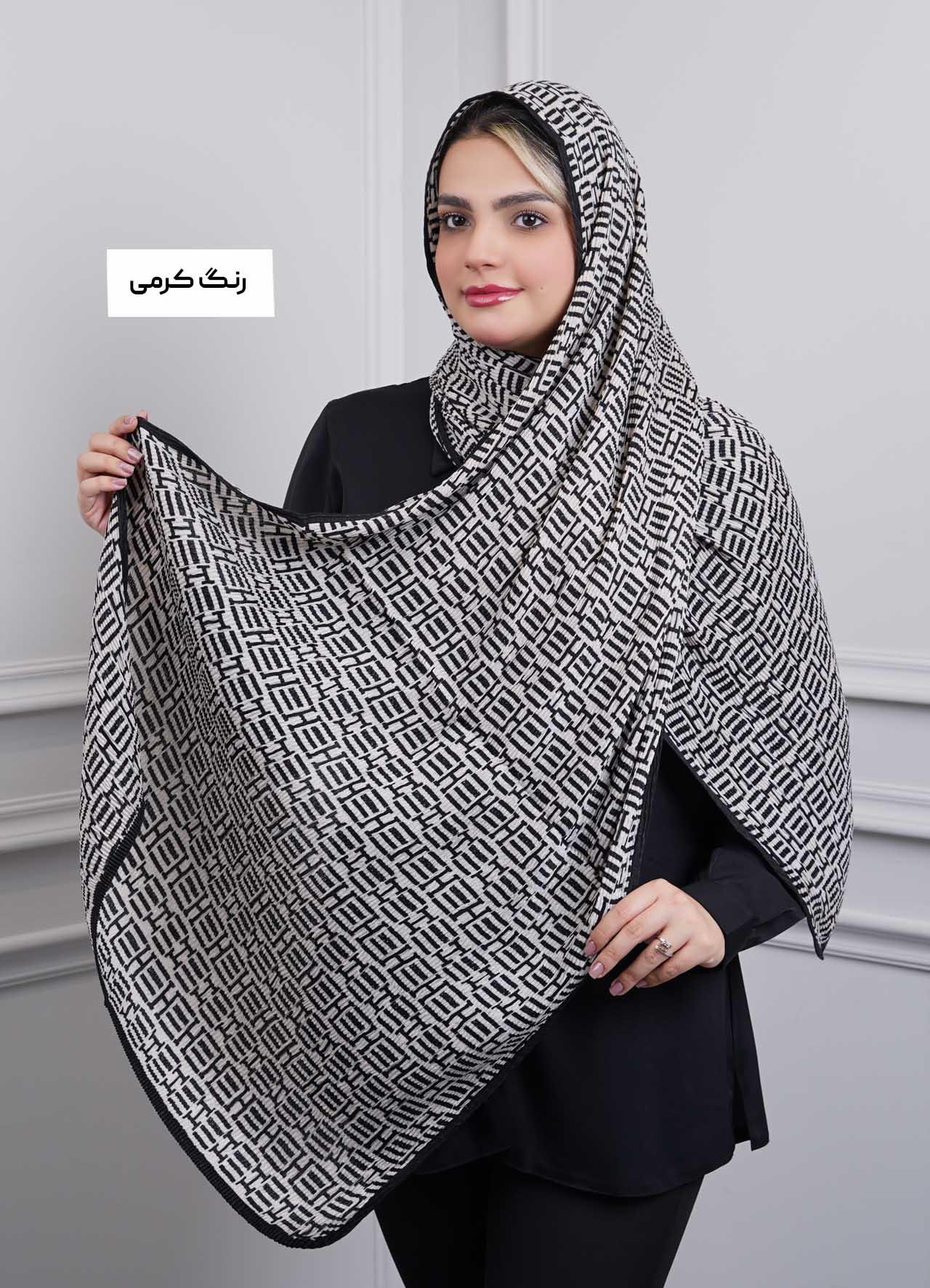 شال vip(طرح 1)  کد 401010 - رنگ : کرمی