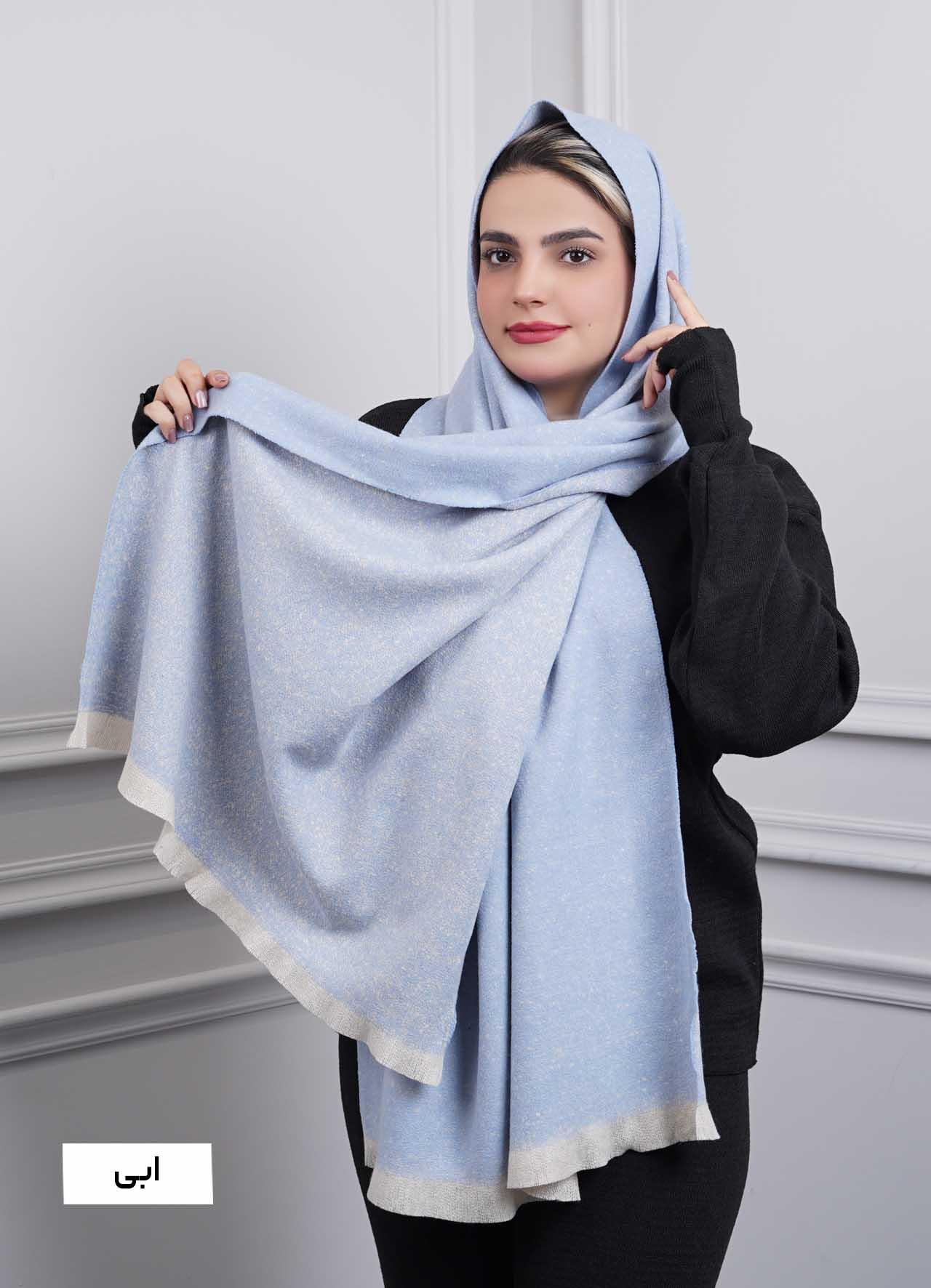 شال موهر پاییزه(برفی)  4242 - رنگ : آبی