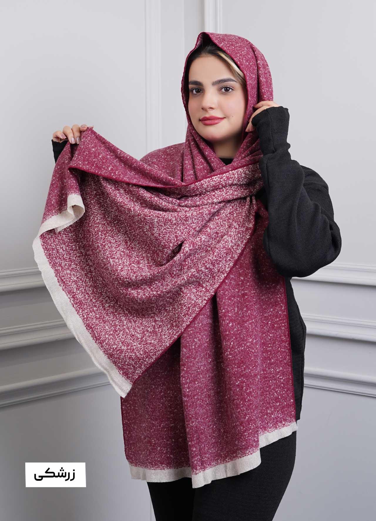 شال موهر پاییزه(برفی)  4242 - رنگ : زرشکی