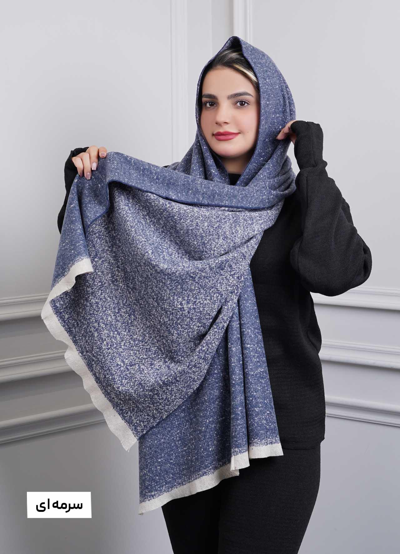 شال موهر پاییزه(برفی)  4242 - رنگ : سرمه ای