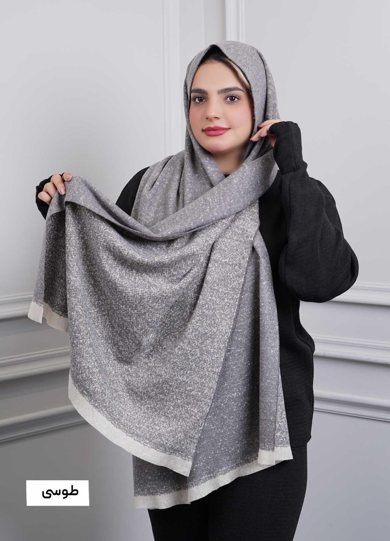 شال موهر پاییزه(برفی)  4242 - رنگ : طوسی