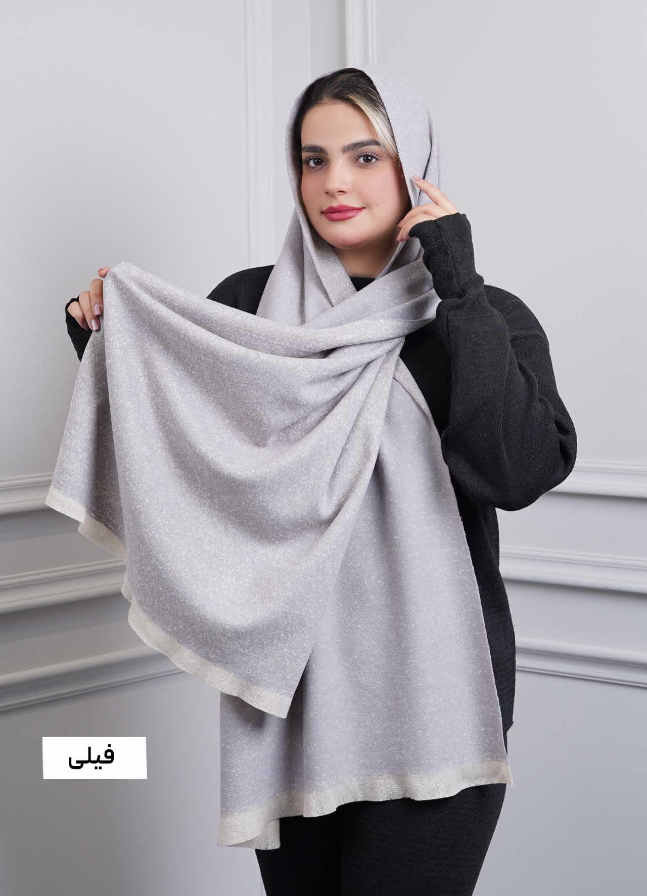 شال موهر پاییزه(برفی)  4242 - رنگ : فیلی