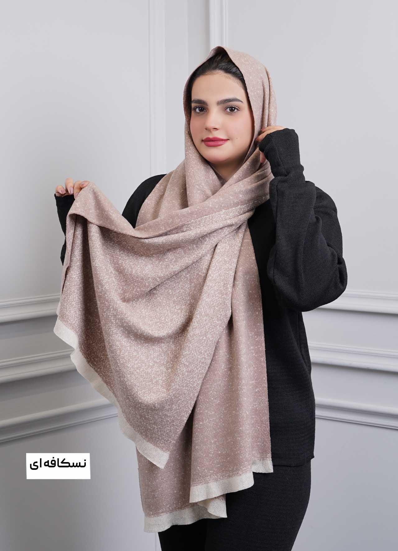 شال موهر پاییزه(برفی)  4242 - رنگ : نسکافه ای