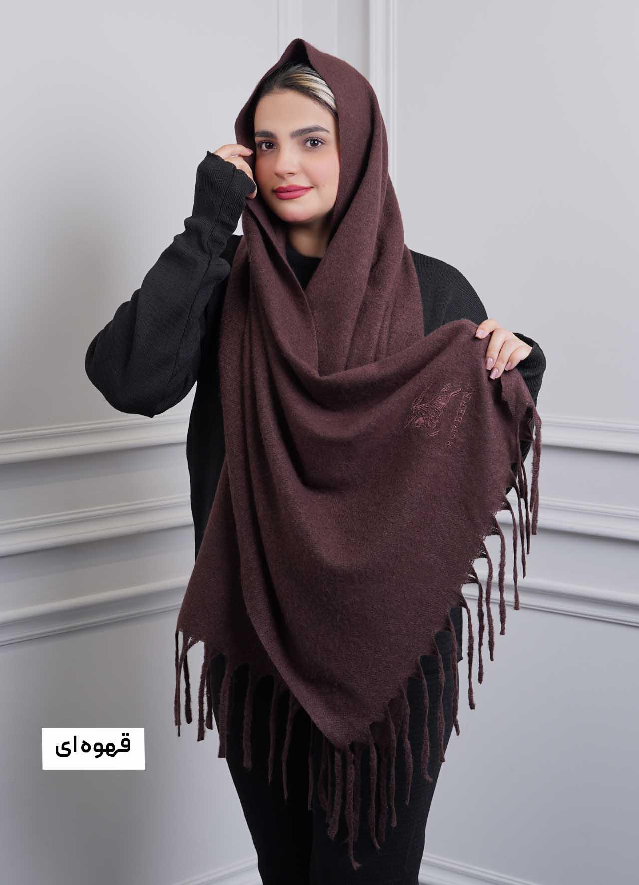 شال موهر پاییزه (باربِری) کد 4242 - رنگ : قهوه ای
