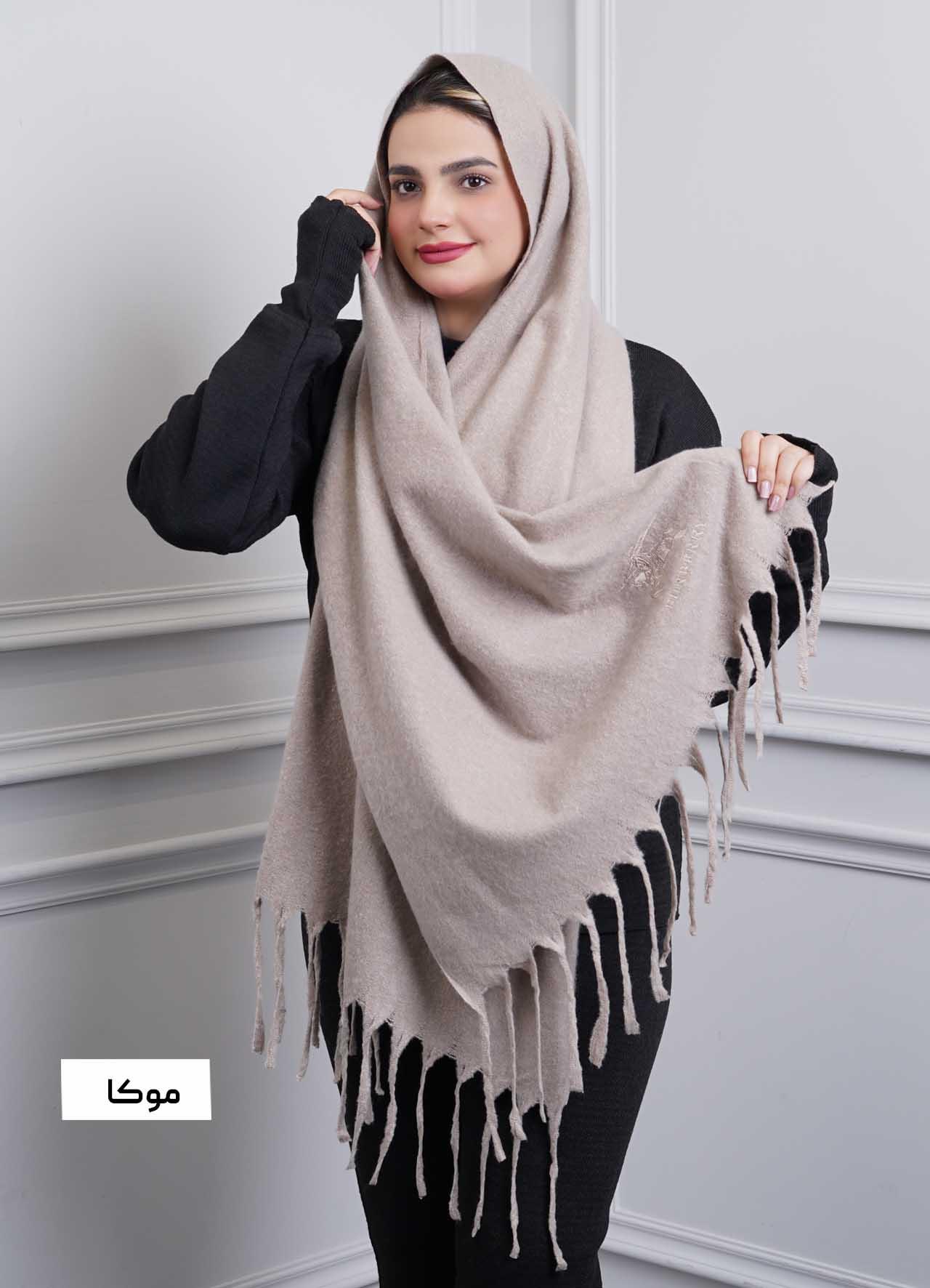 شال موهر پاییزه (باربِری) کد 4242 - رنگ : موکا
