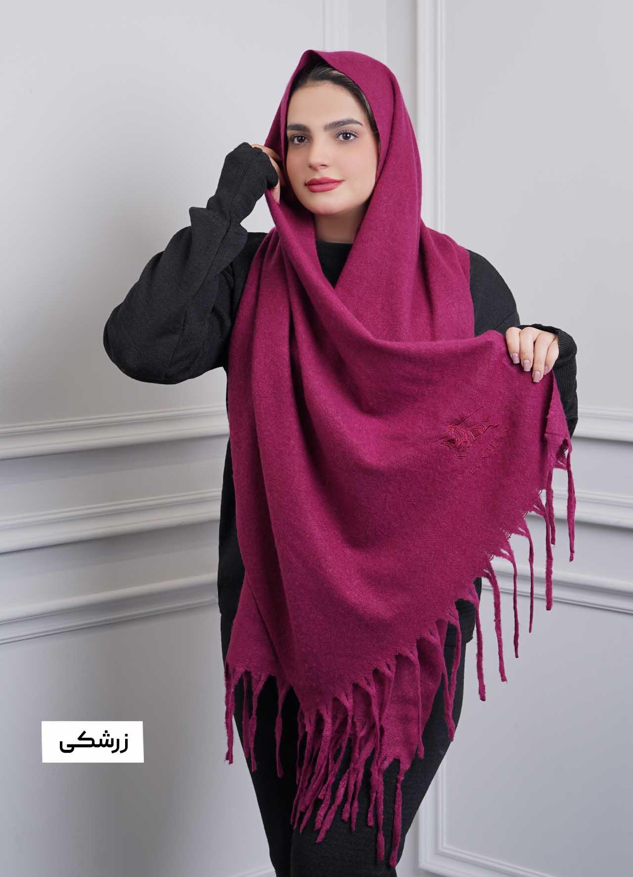 شال موهر پاییزه (باربِری) کد 4242 - رنگ : زرشکی