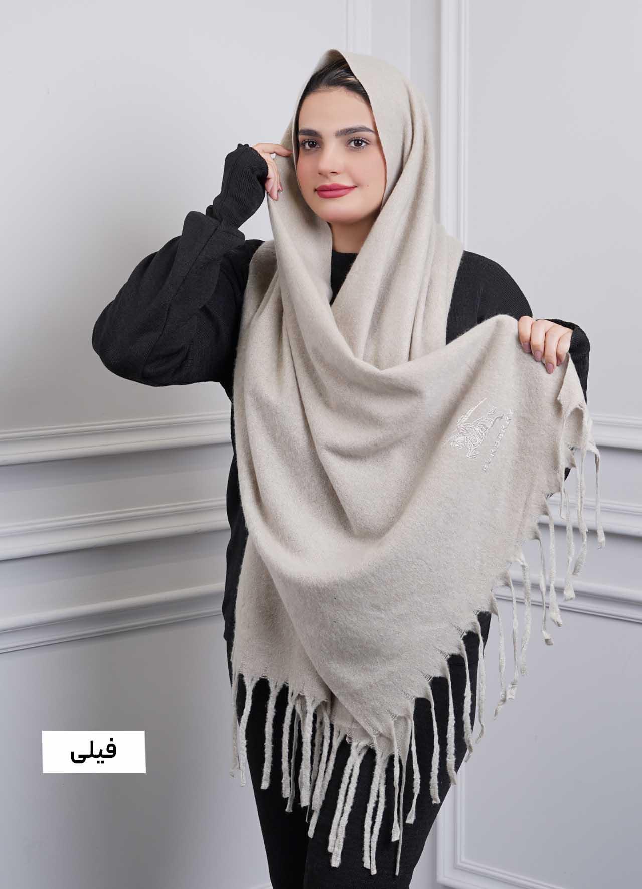 شال موهر پاییزه (باربِری) کد 4242 - رنگ : فیلی