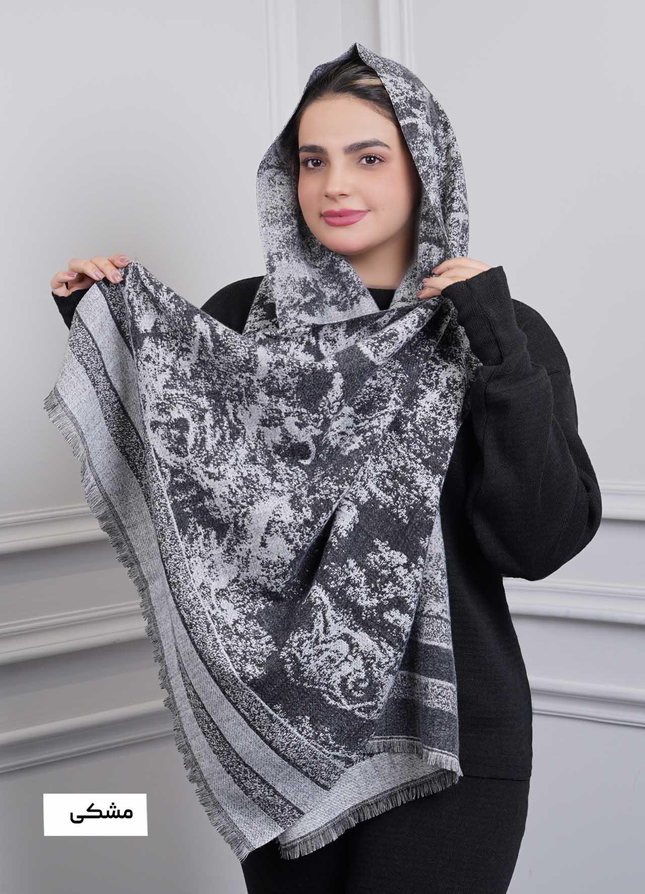 شال موهر پاییزه(طرح جنگل) کد 4242 - رنگ : مشکی